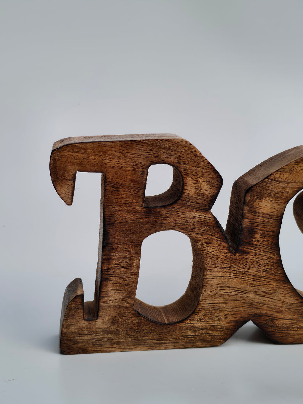 Hand-Carved Wooden "BOO" Sign
