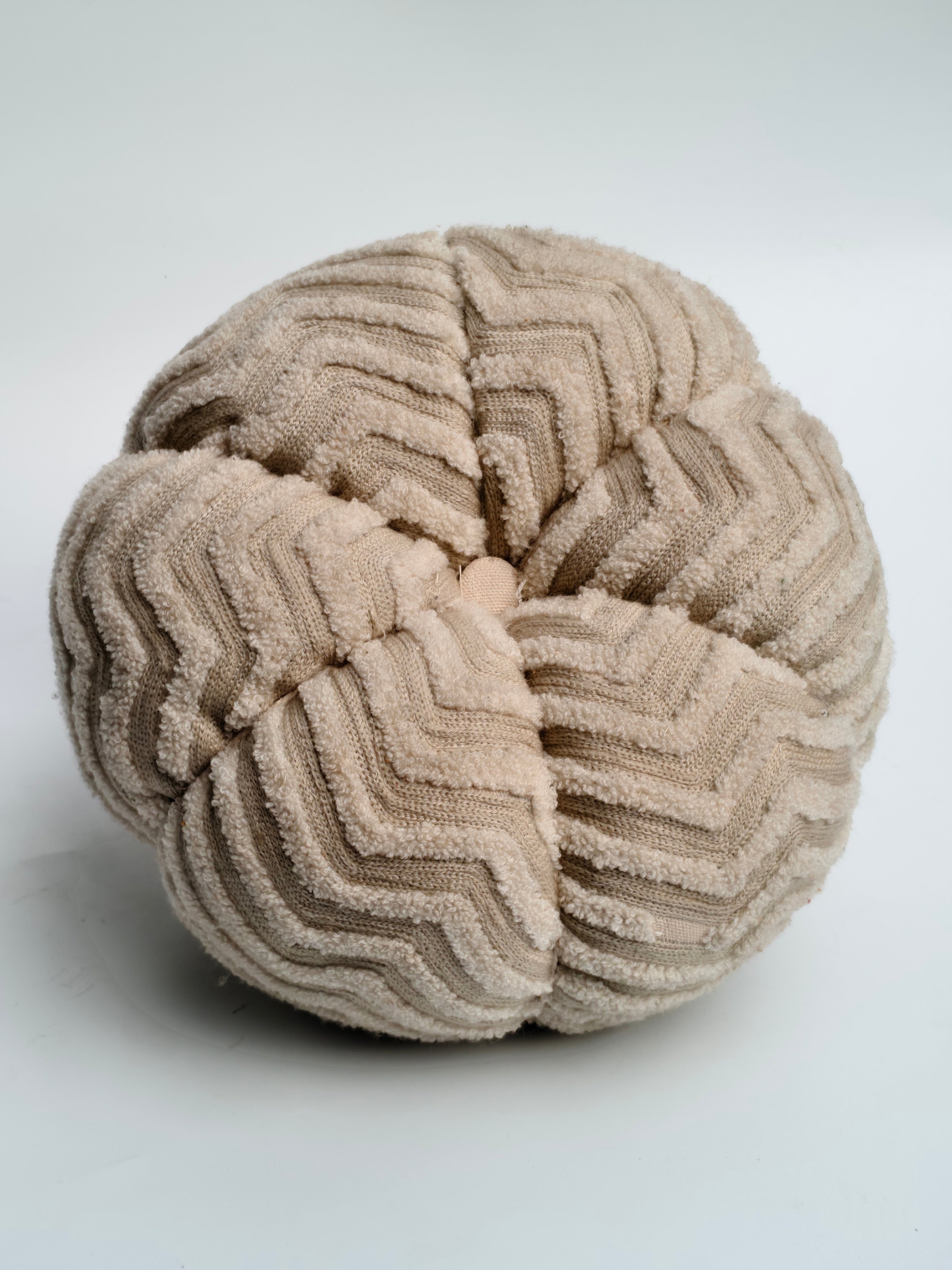 Textured Cream Pumpkin Cushion – Chevron Knit Home Accent