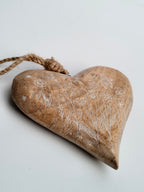 Hand-Carved Wooden Heart Hanging Decor