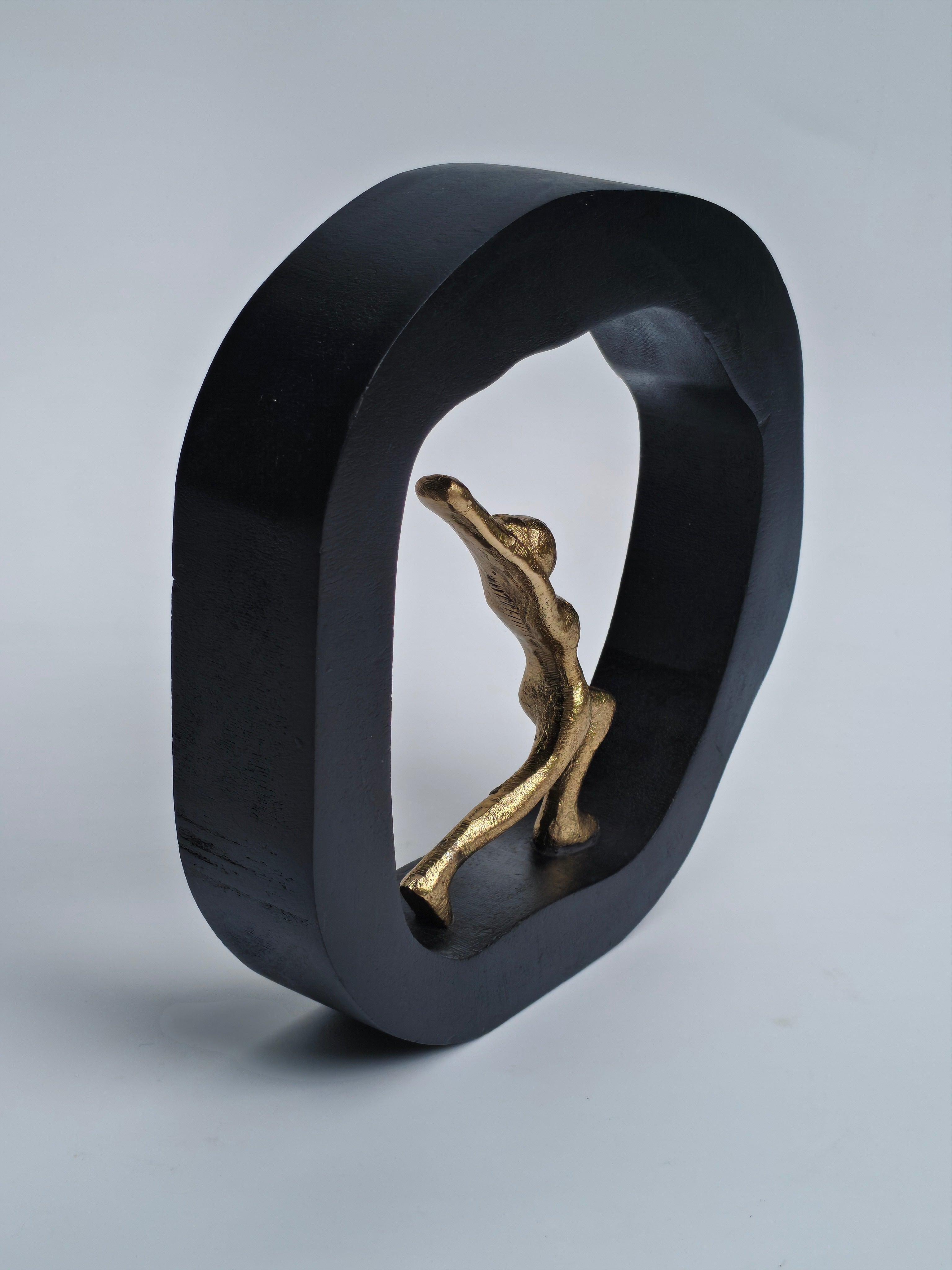 Golden Yoga Warrior Pose Figurine