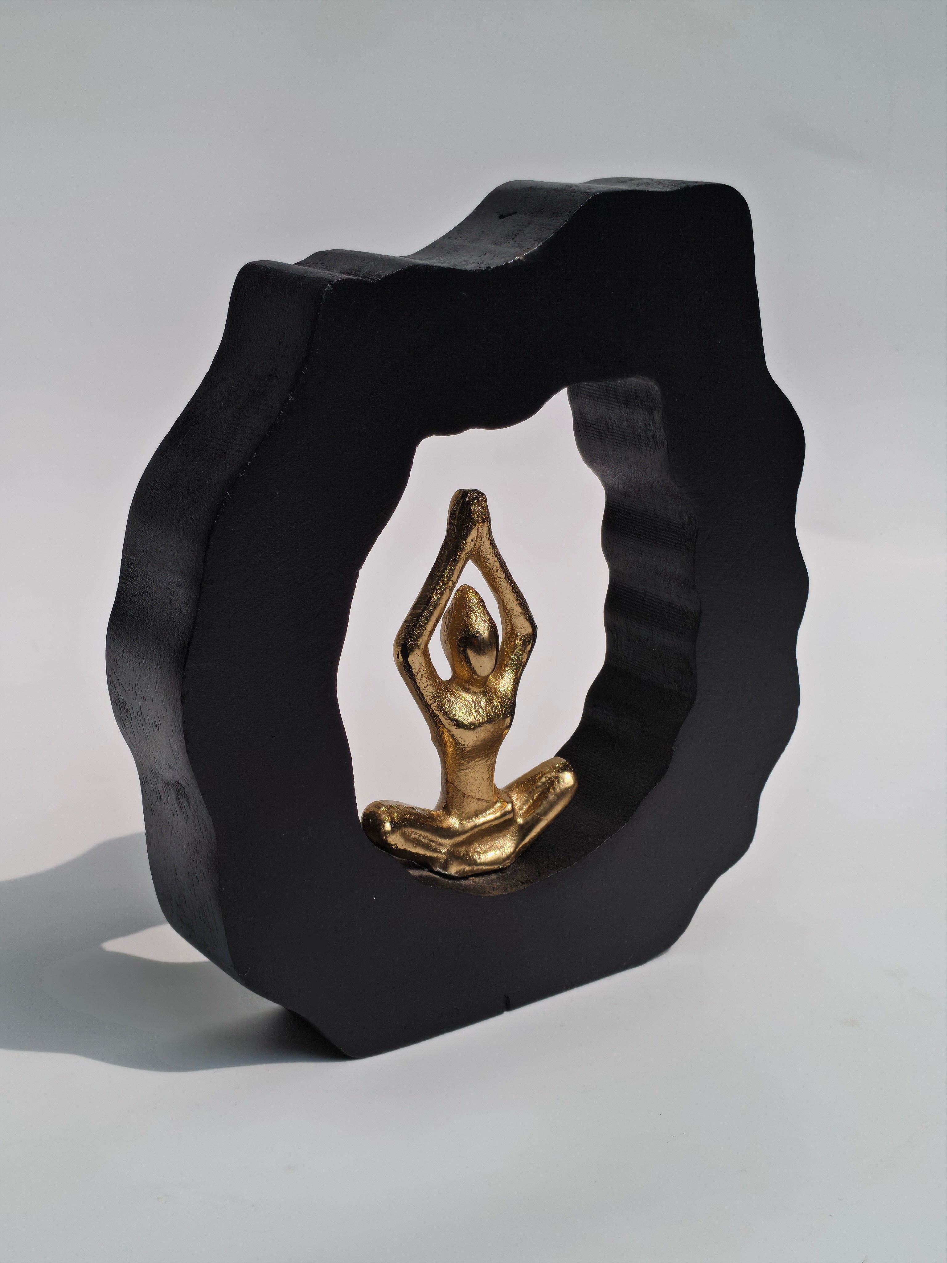 Black & Gold Meditating Figurine – Wall or Table Décor