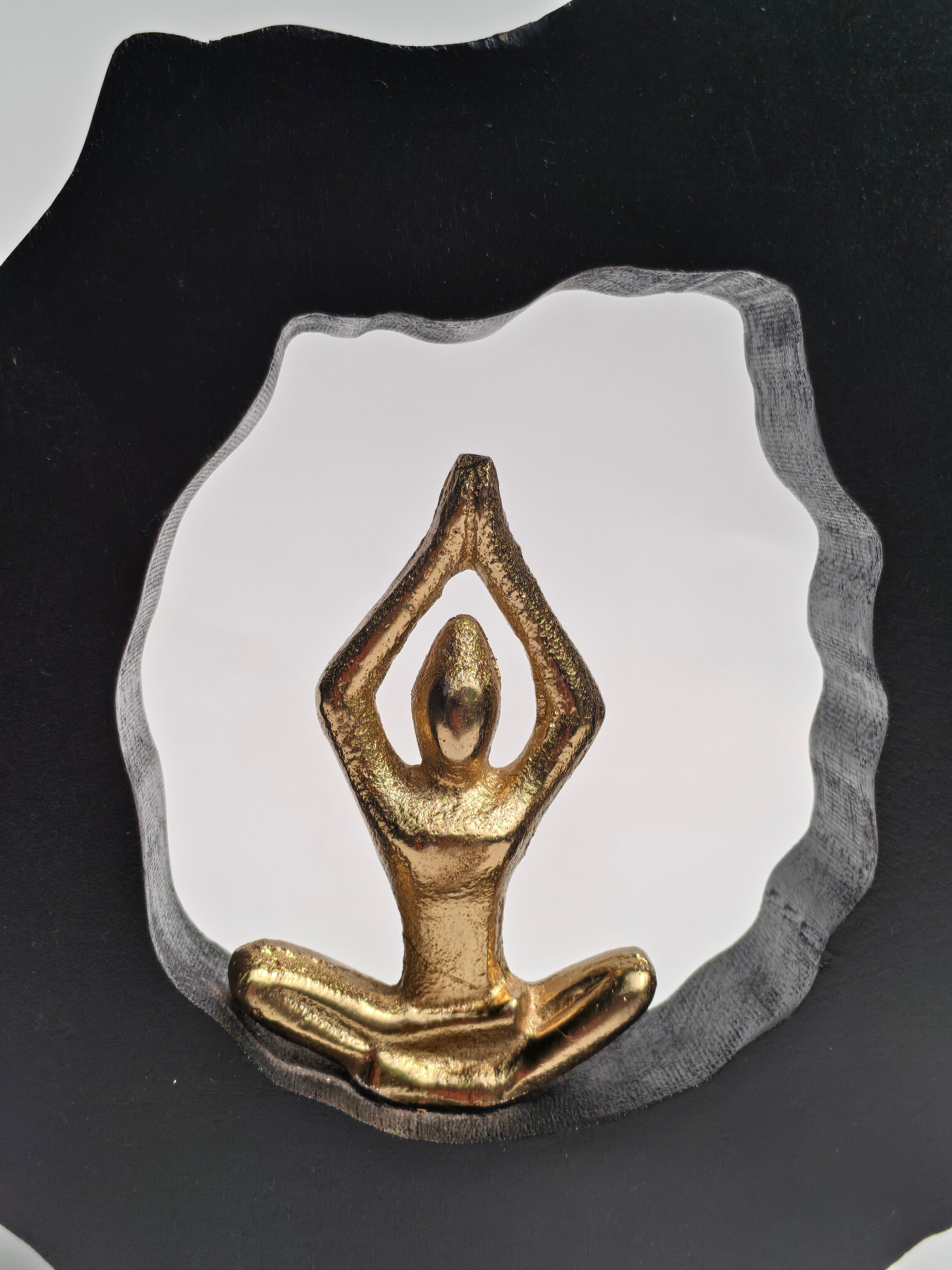 Black & Gold Meditating Figurine – Wall or Table Décor