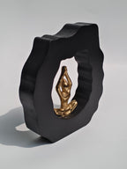 Black & Gold Meditating Figurine – Wall or Table Décor
