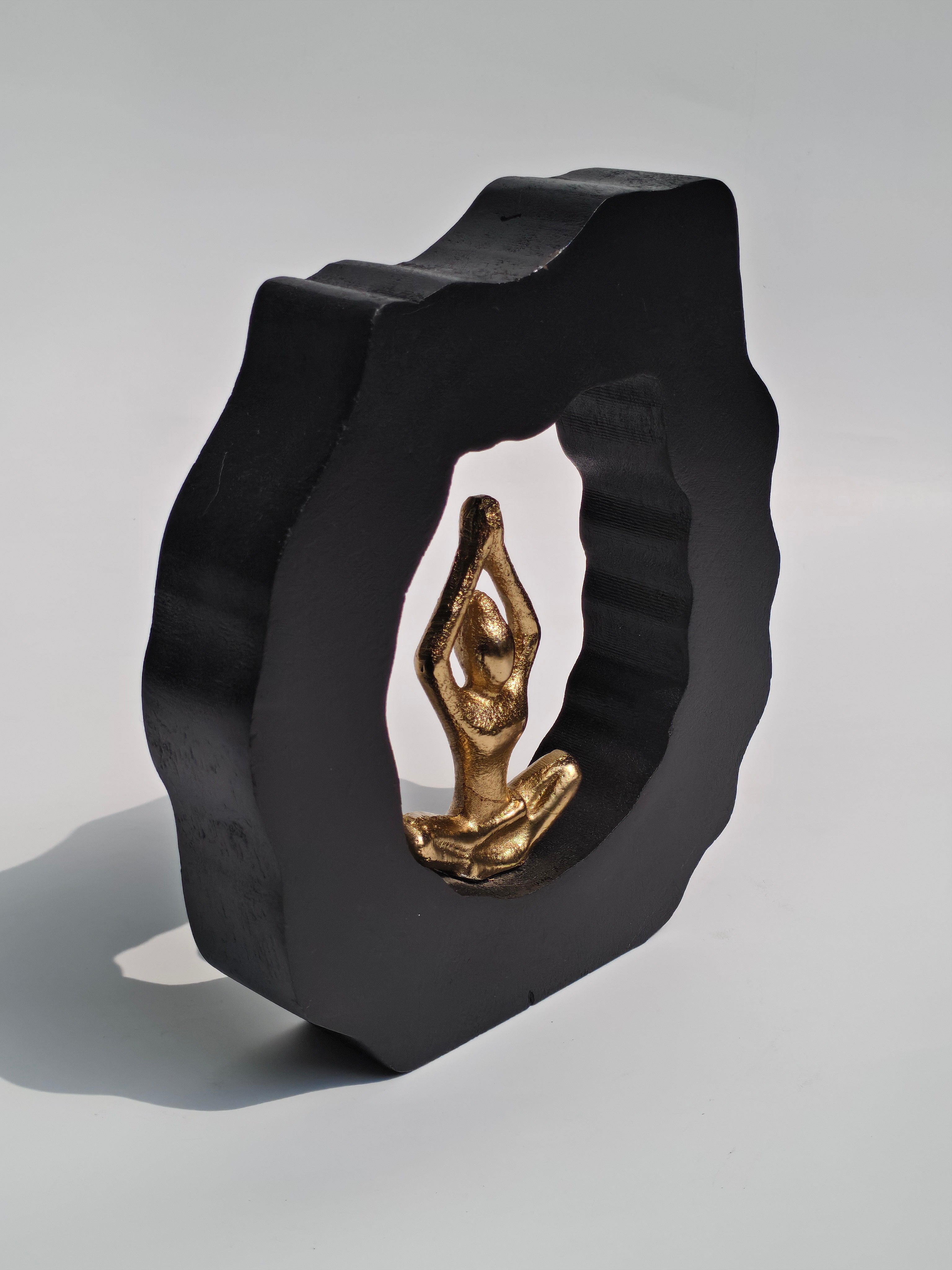 Black & Gold Meditating Figurine – Wall or Table Décor