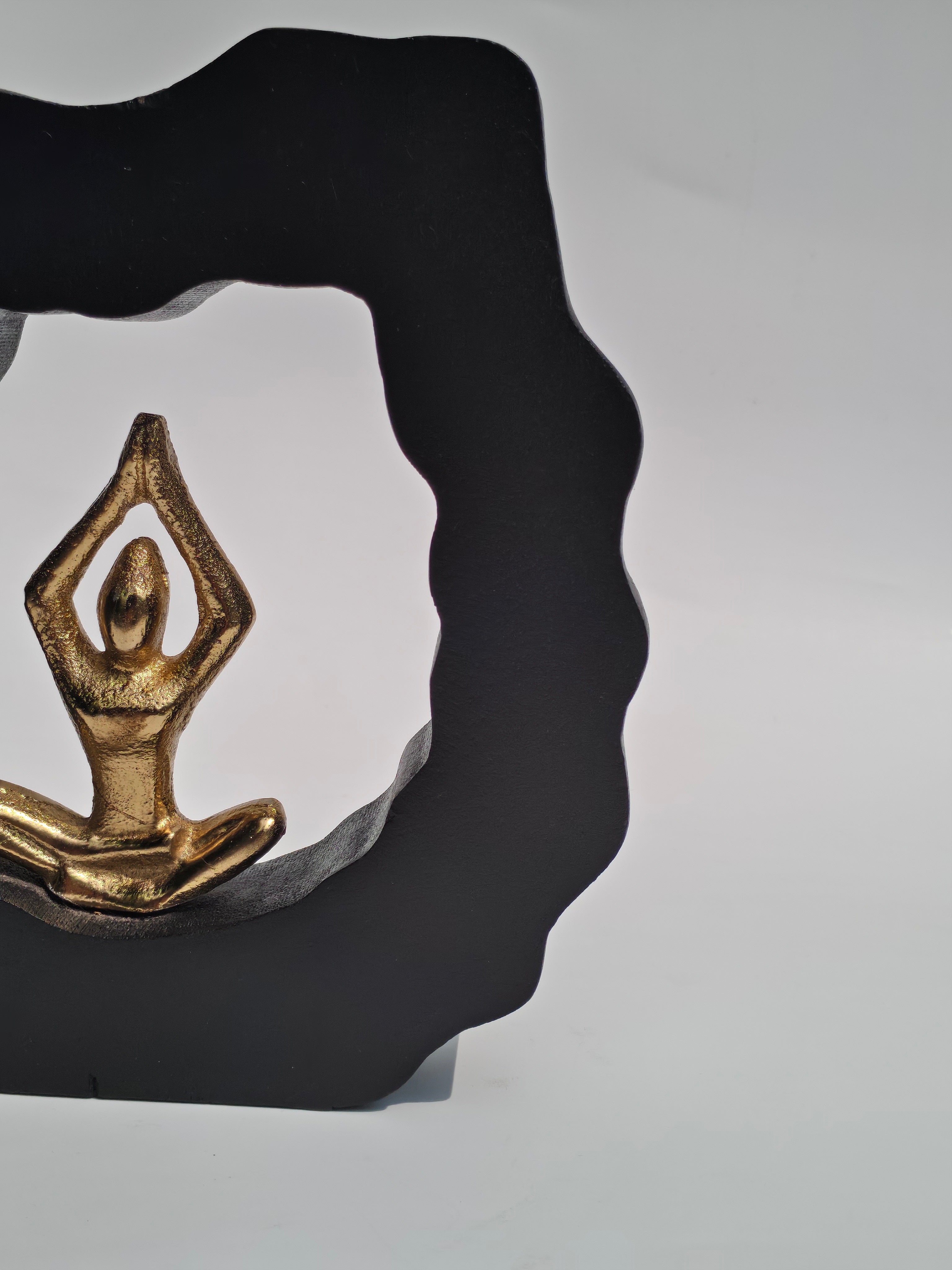 Black & Gold Meditating Figurine – Wall or Table Décor