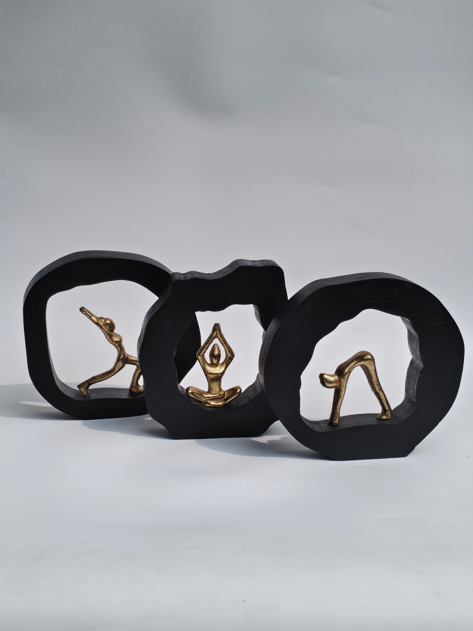 Black & Gold Meditating Figurine – Wall or Table Décor