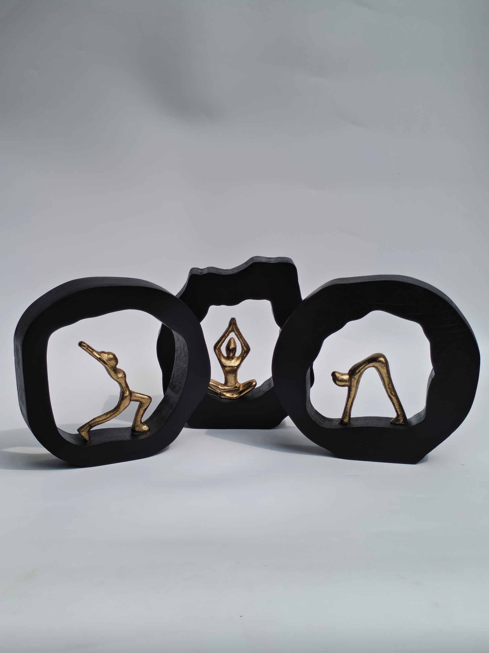 Black & Gold Meditating Figurine – Wall or Table Décor