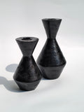 Geometric Black Wooden Candle Holder