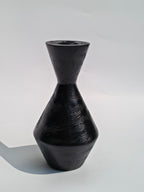 Geometric Black Wooden Candle Holder