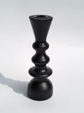 Handcrafted Matte Black Wooden Candle Holder