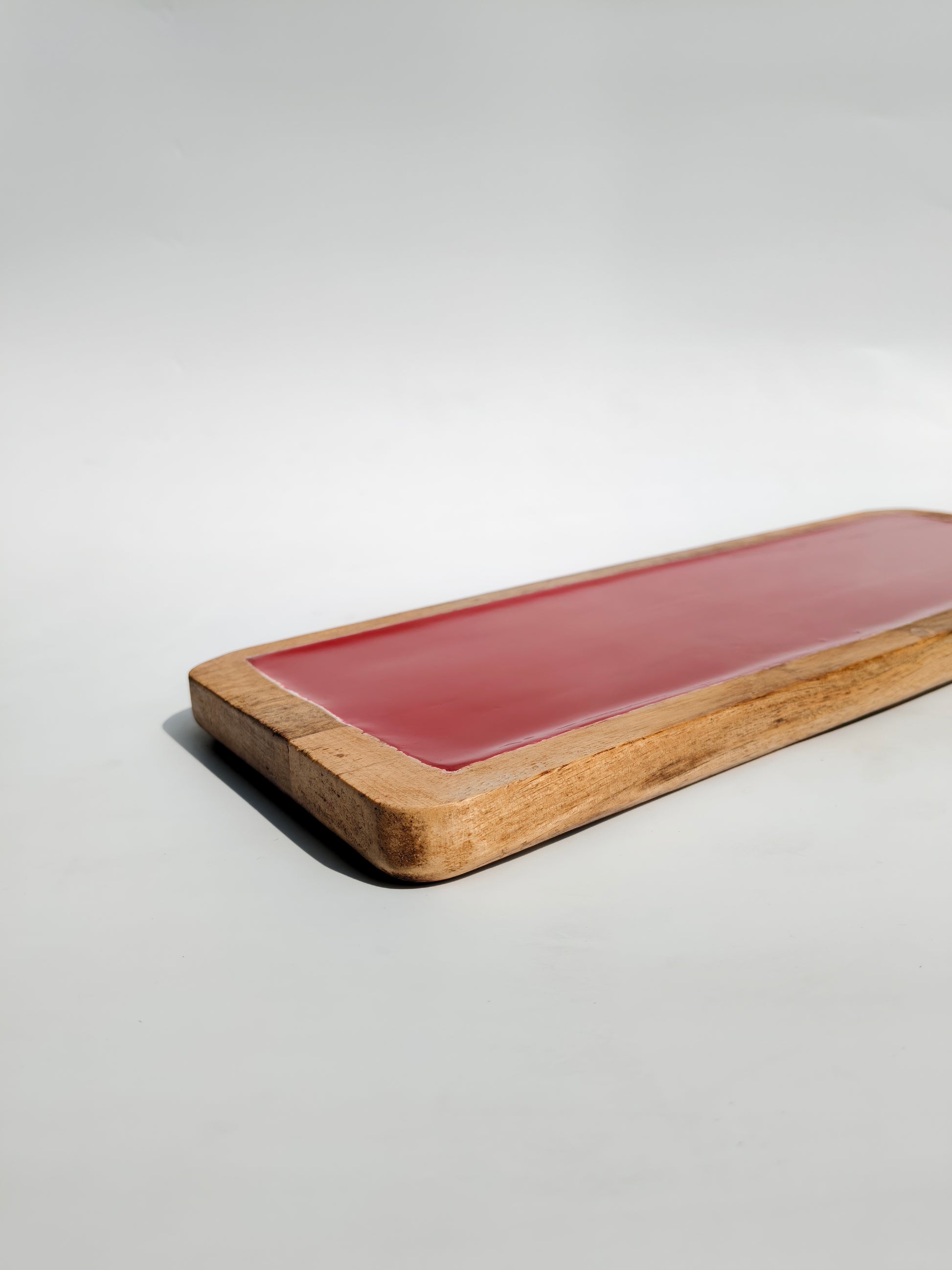Red Resin Wooden Serving Tray