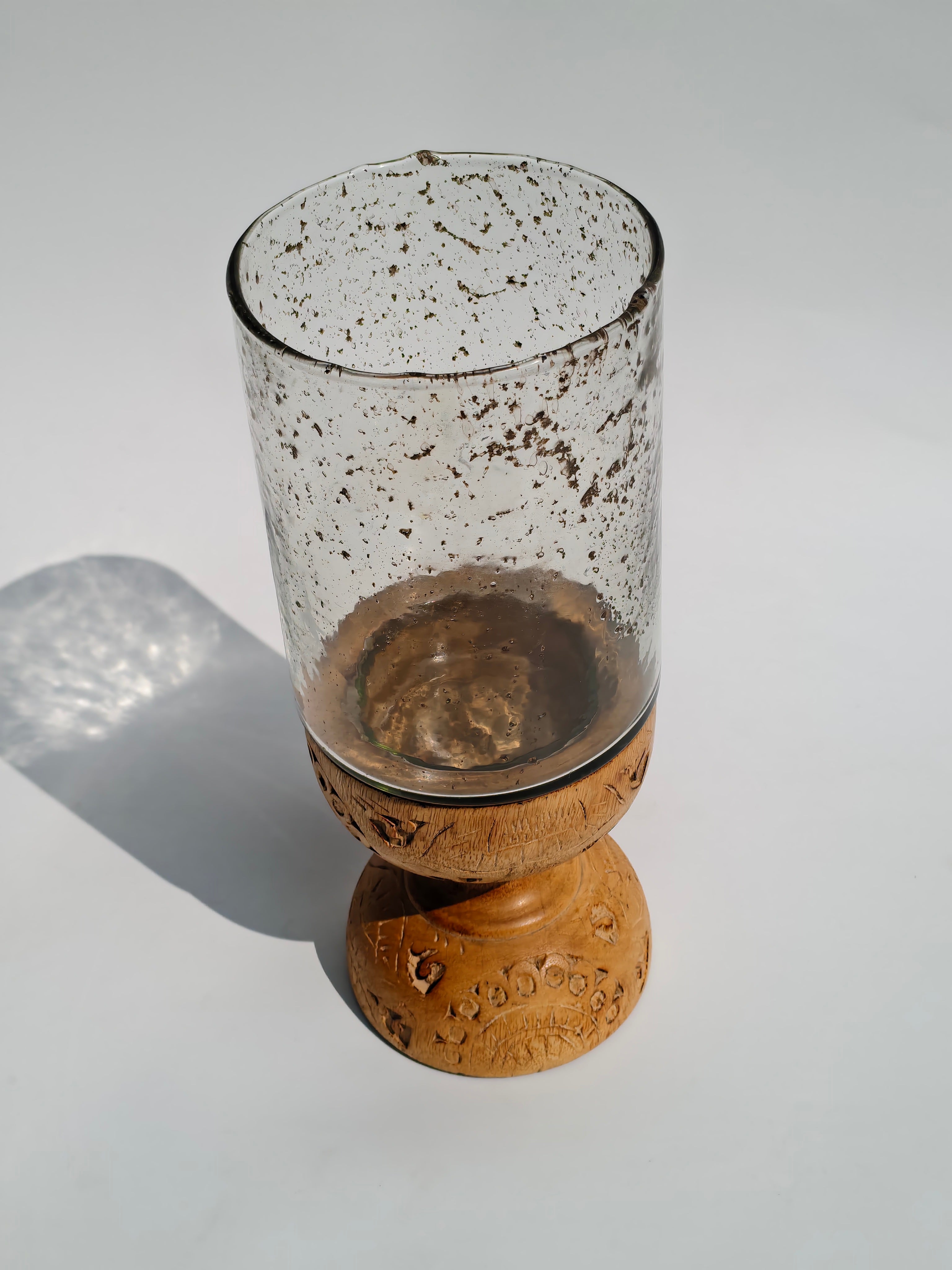 Handcrafted Wooden & Glass Hurricane Candle Holder