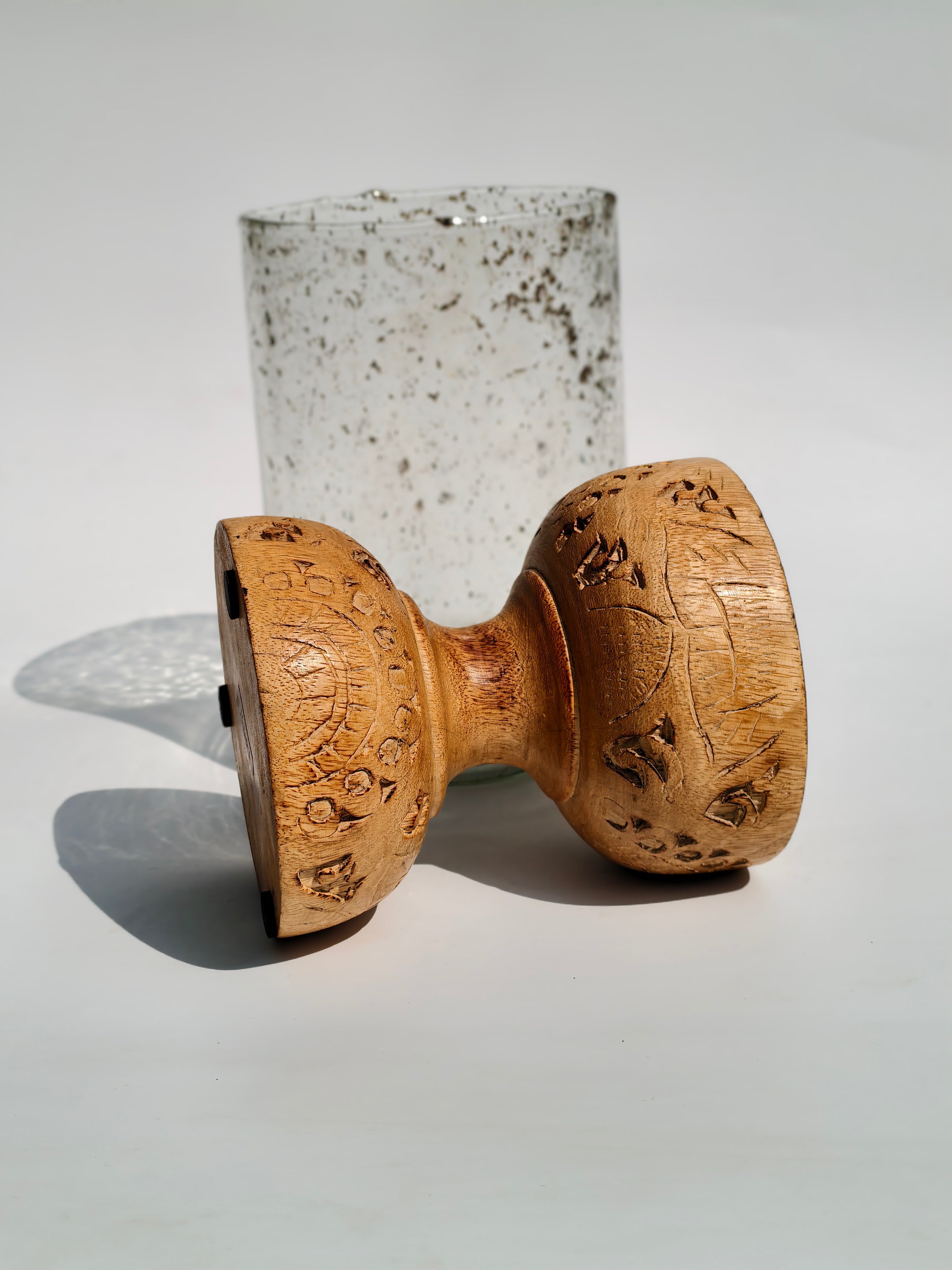 Handcrafted Wooden & Glass Hurricane Candle Holder
