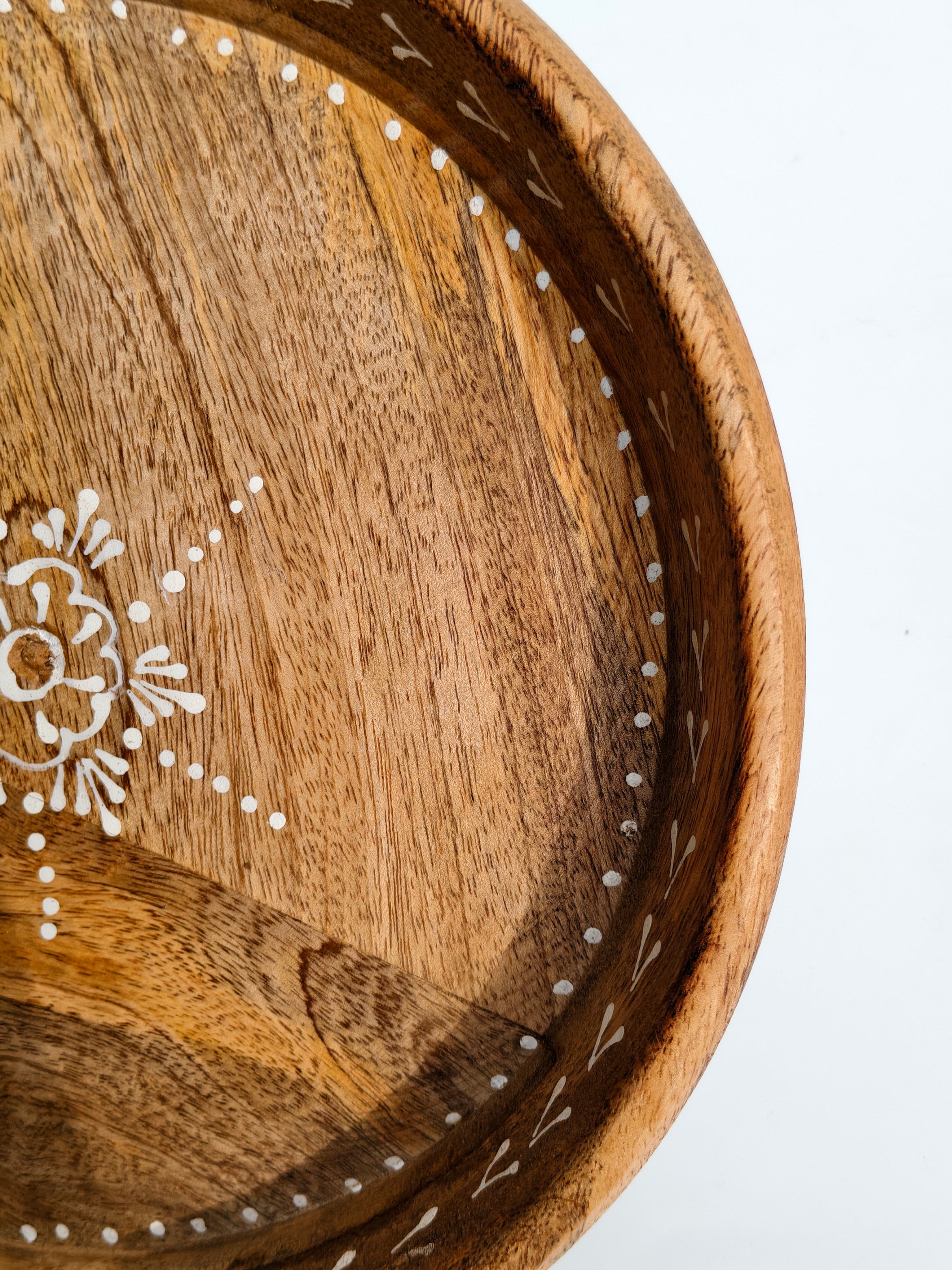 Handcrafted Wooden Decorative Tray with Mandala Design