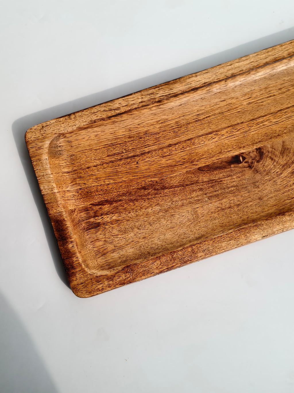 Polished Long Wooden Centerpiece Tray