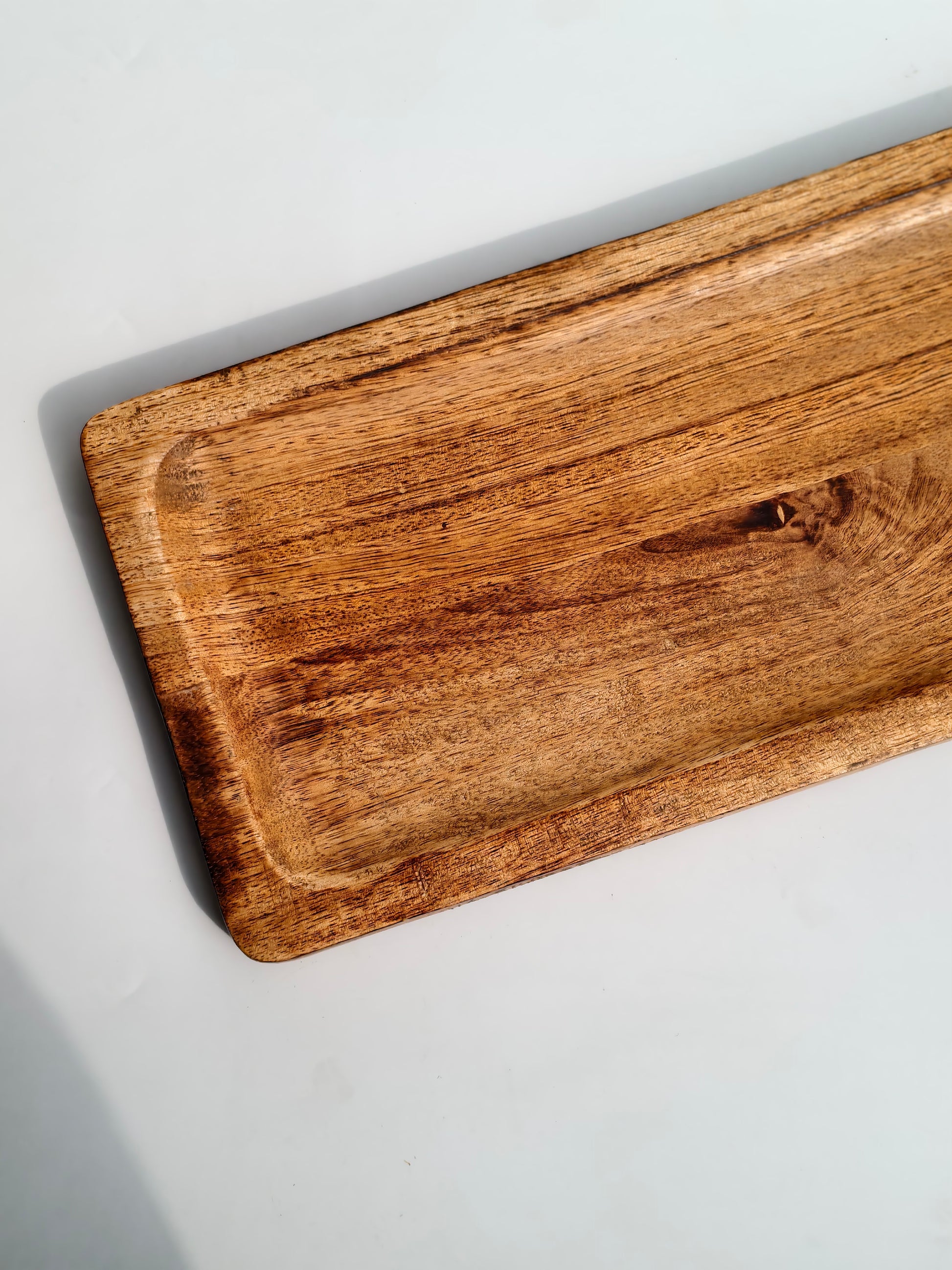 Polished Long Wooden Centerpiece Tray
