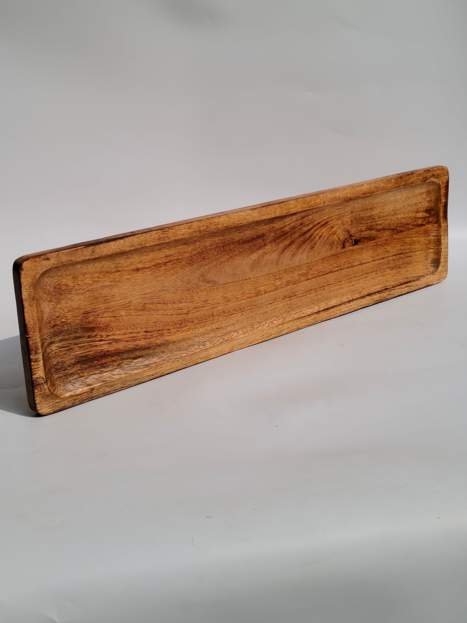 Polished Long Wooden Centerpiece Tray