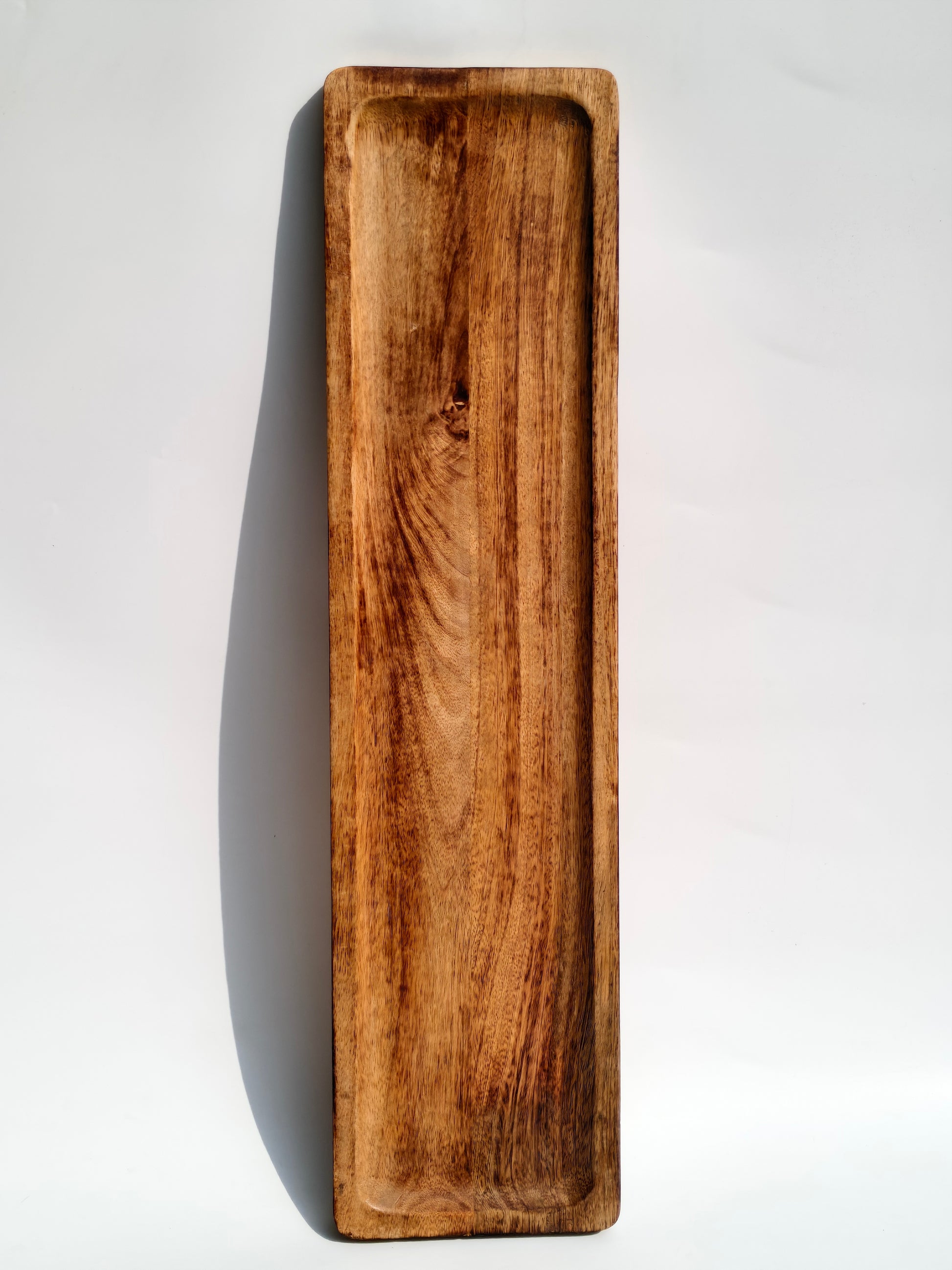 Polished Long Wooden Centerpiece Tray