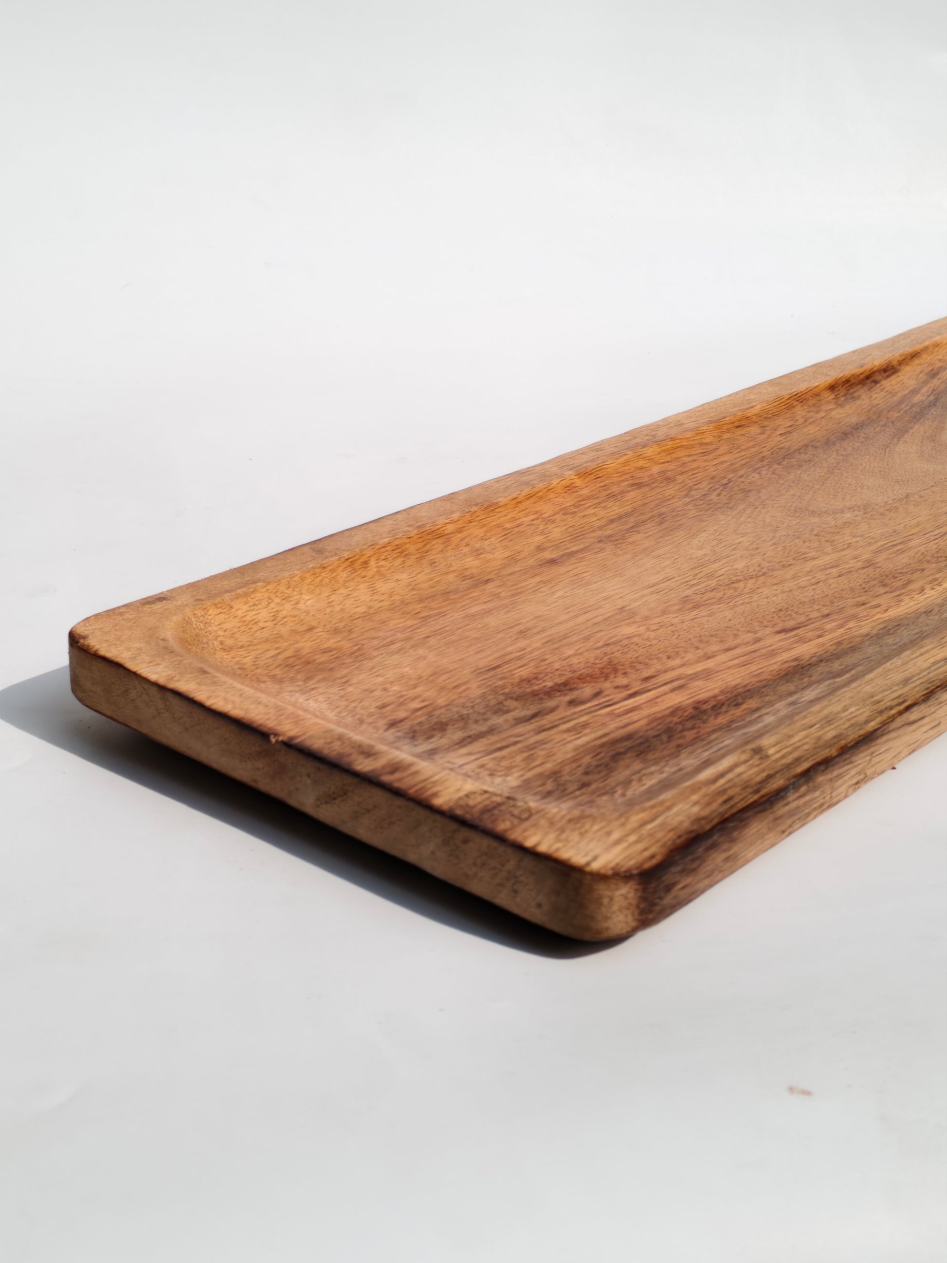 Polished Long Wooden Centerpiece Tray