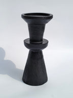 Modern Black Wooden Pedestal Candle Holder