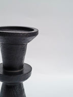 Modern Black Wooden Pedestal Candle Holder