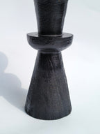 Modern Black Wooden Pedestal Candle Holder