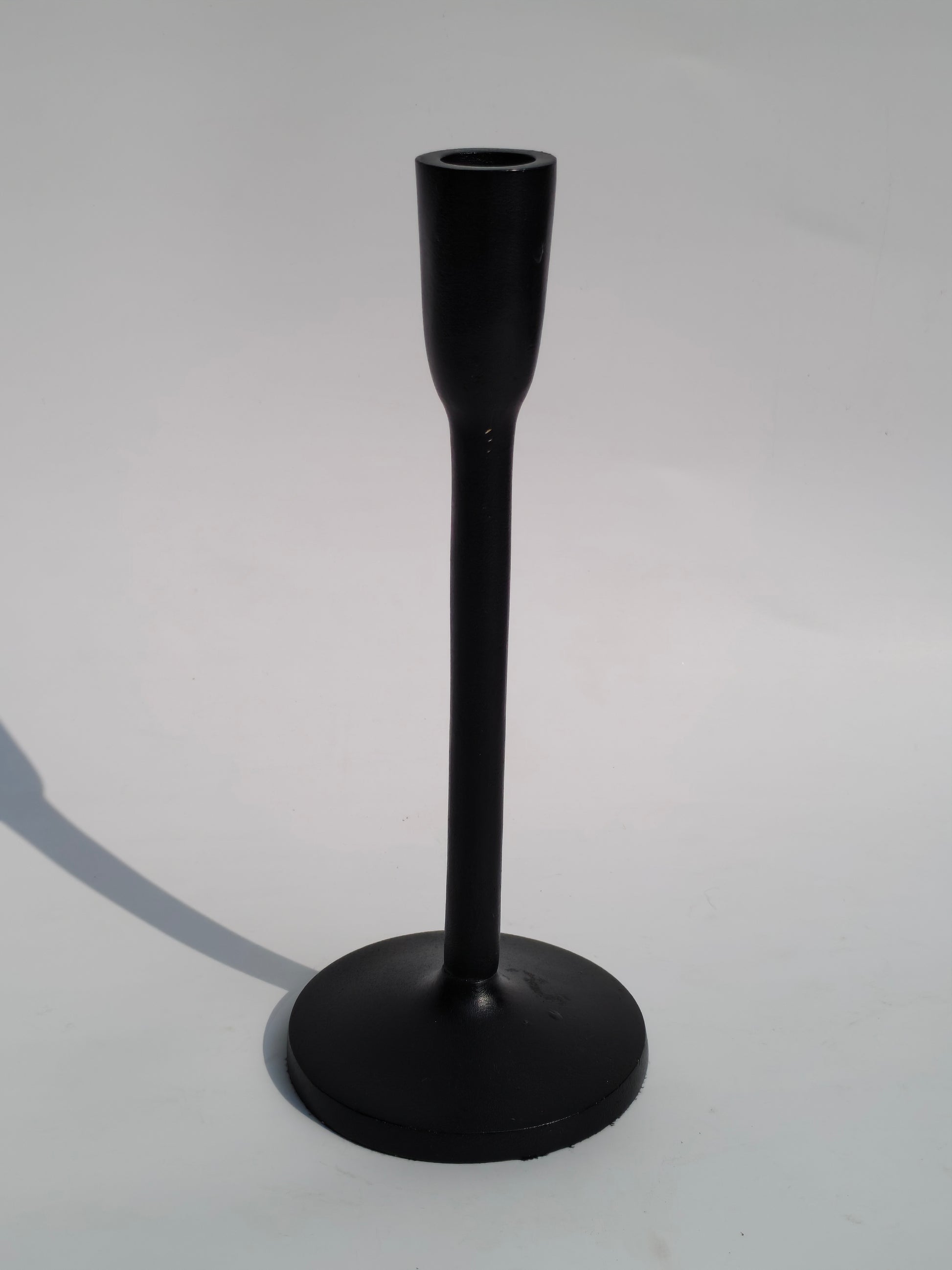 Urban Elegance Black Cast Iron Candlestick Holder | Modern Tapered Design