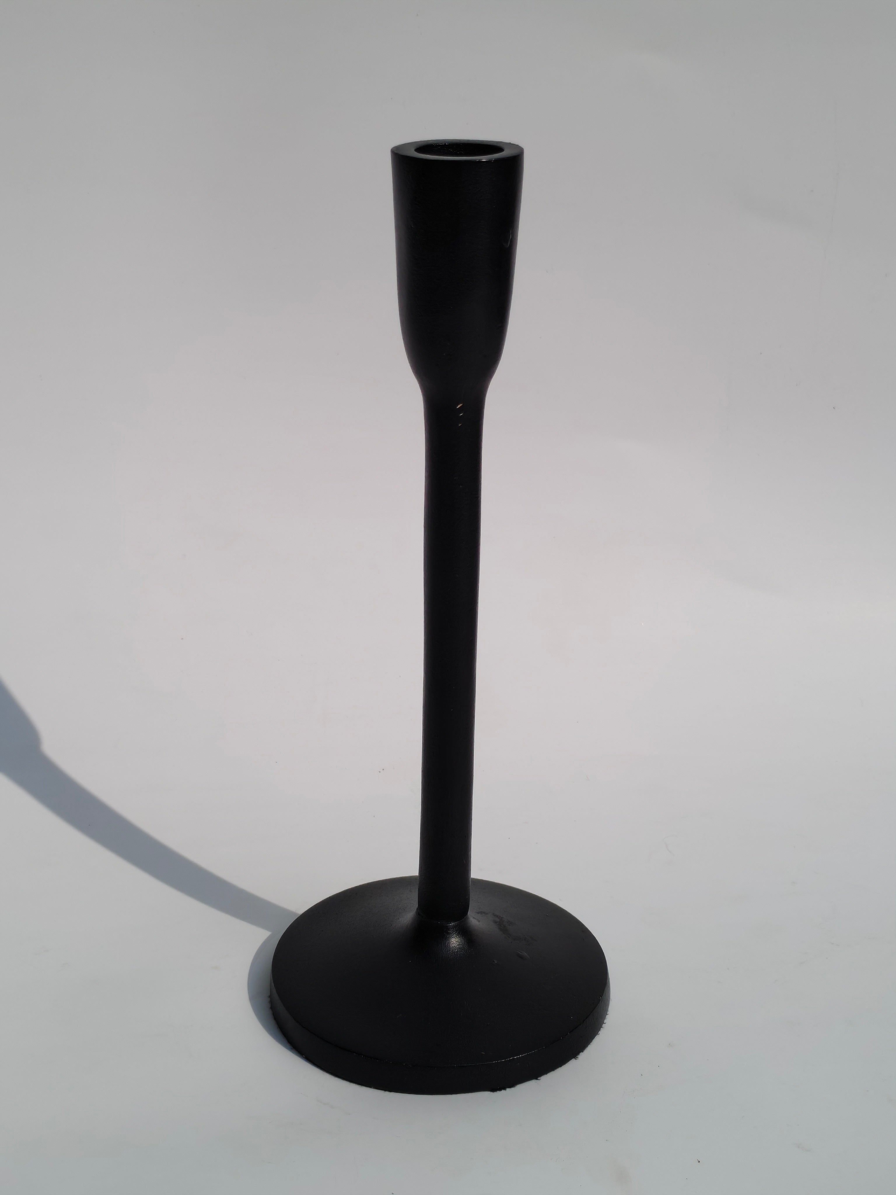 Urban Elegance Black Cast Iron Candlestick Holder | Modern Tapered Design