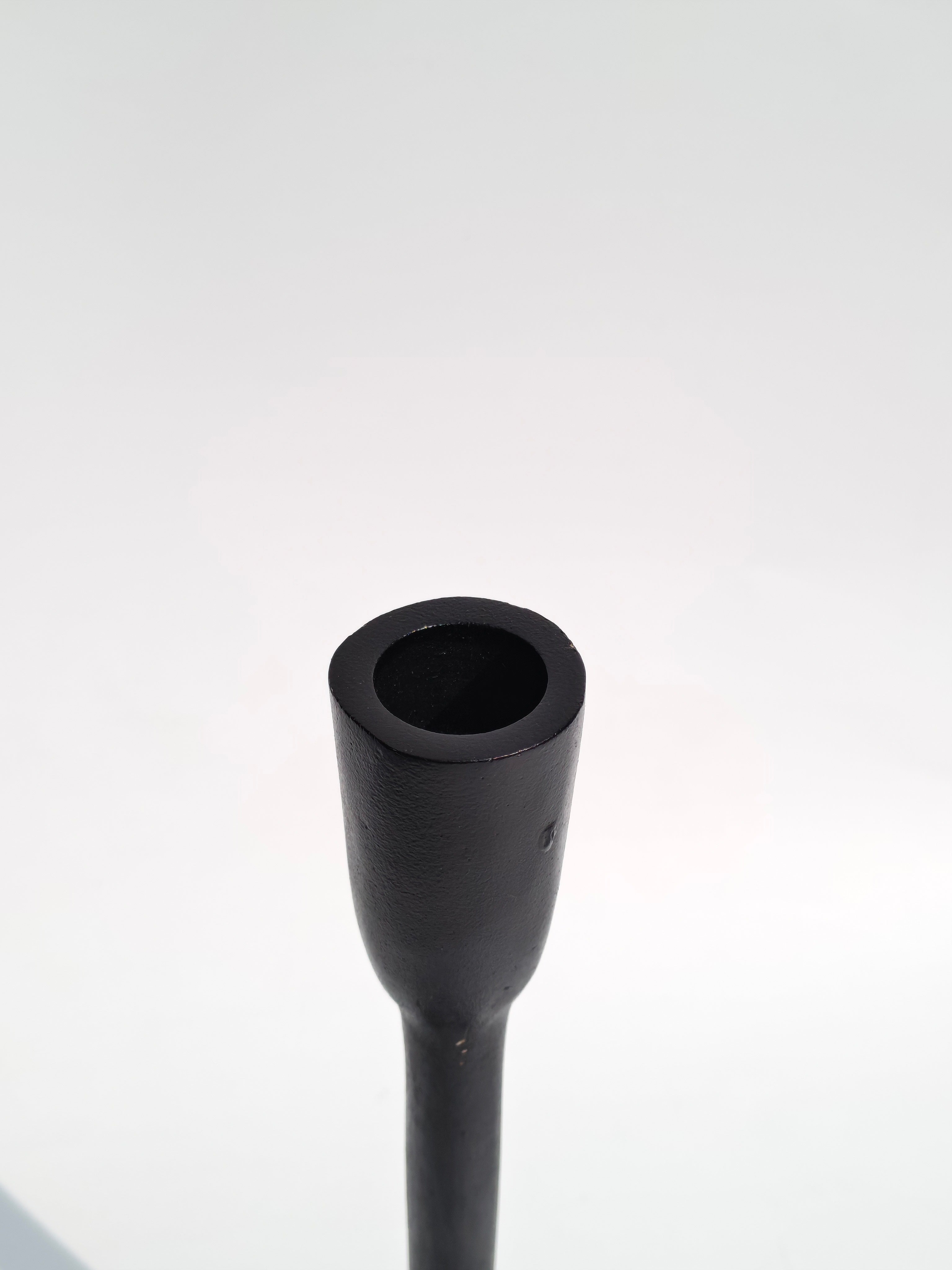 Urban Elegance Black Cast Iron Candlestick Holder | Modern Tapered Design