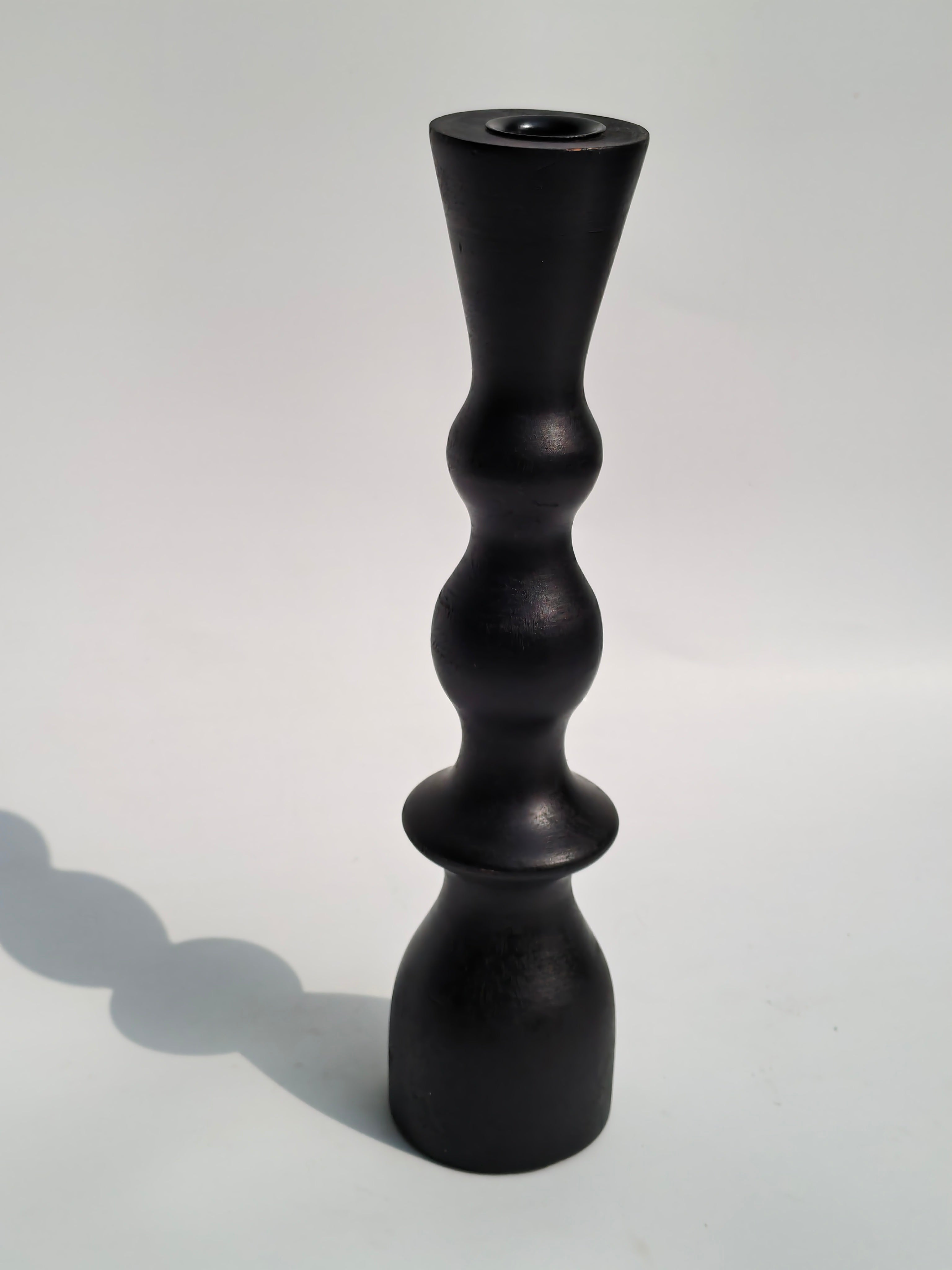 Minimalist Black Wooden Candle Holder