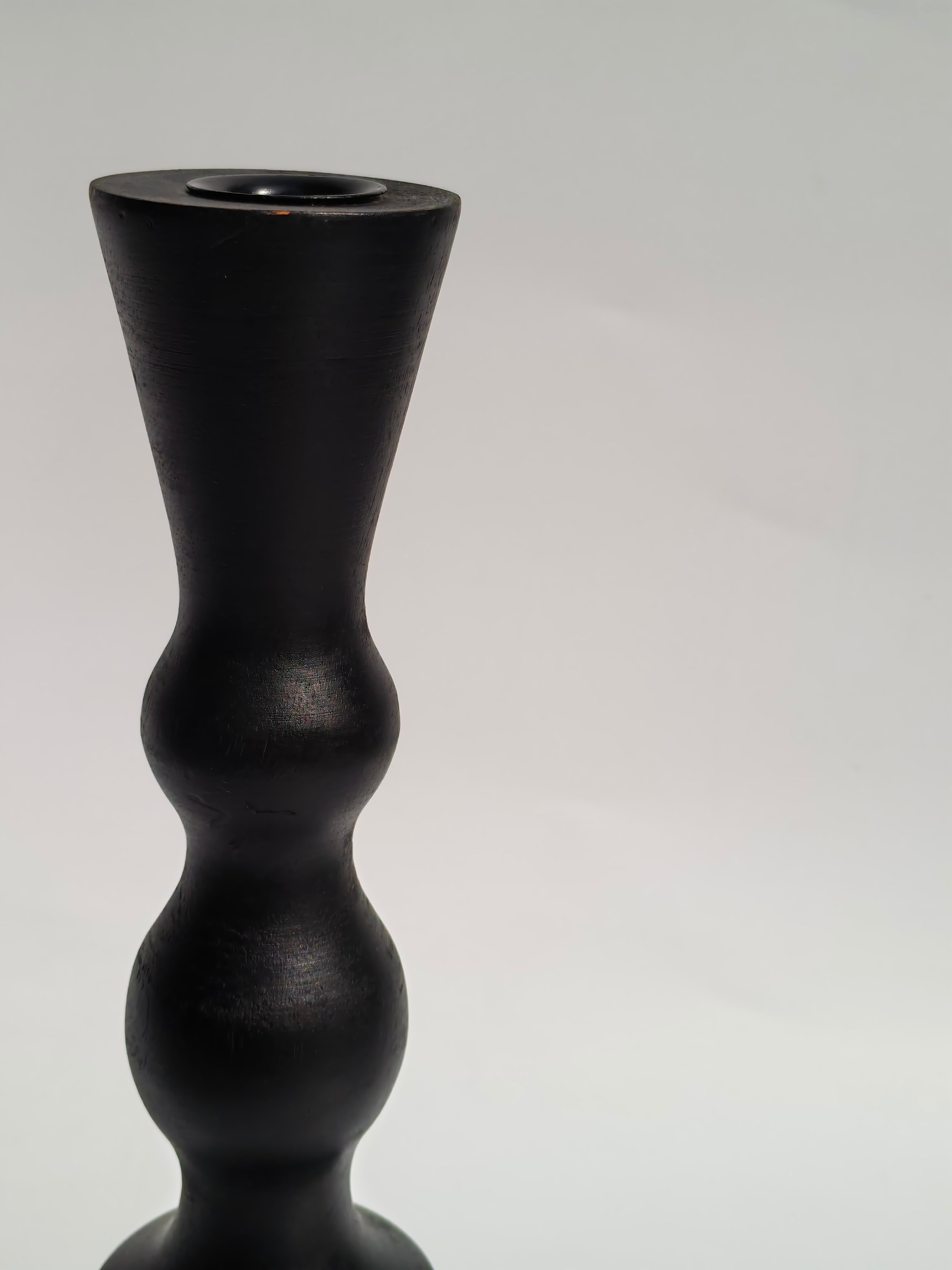 Minimalist Black Wooden Candle Holder