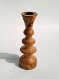 Wooden Candle Holder with Black Metal Inlay