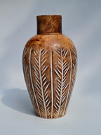 Verdant Hand-carved Wooden Vase