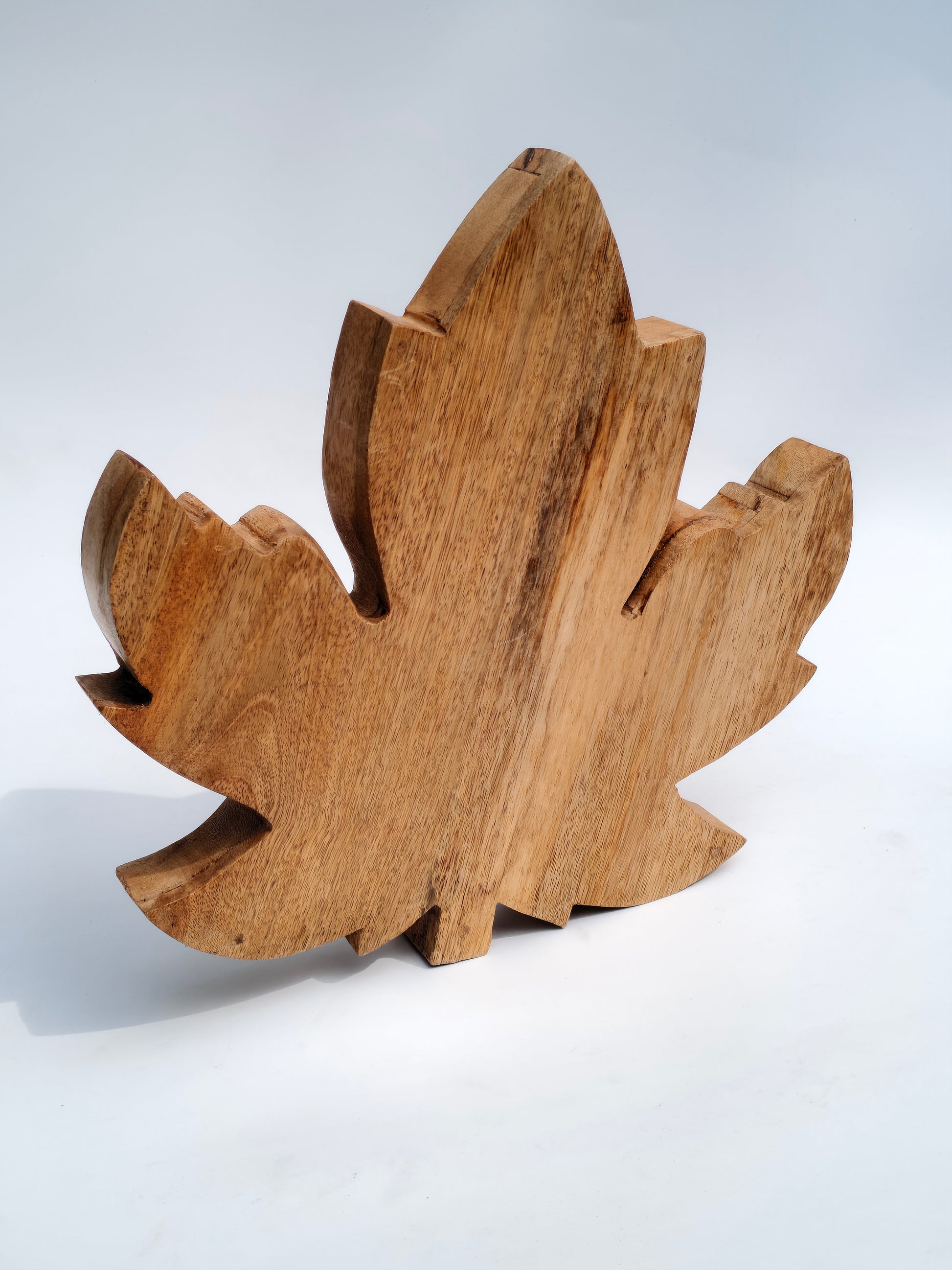 Handcrafted Wooden Maple Leaf Tray & Platter with Yellow Resin Inlay