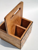 Wooden Caddy Organizer with Geometric Design & Handle