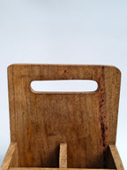 Wooden Caddy Organizer with Geometric Design & Handle