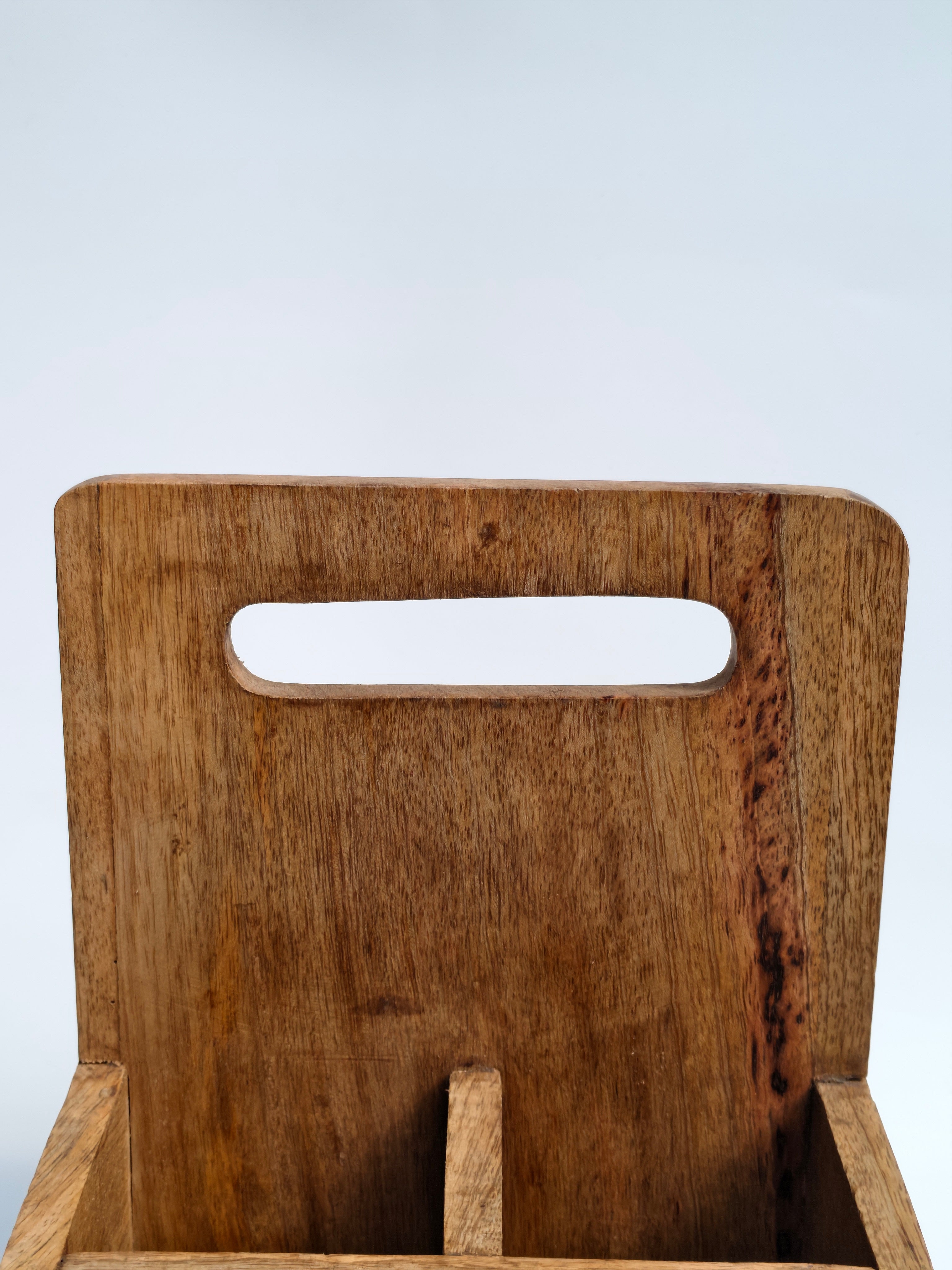 Wooden Caddy Organizer with Geometric Design & Handle