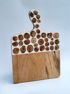 Wooden & Resin Serving Board with Rustic Wood Slice Inlay