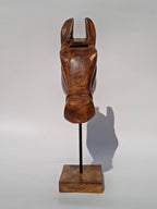 Wooden Horse Head Sculpture on Stand