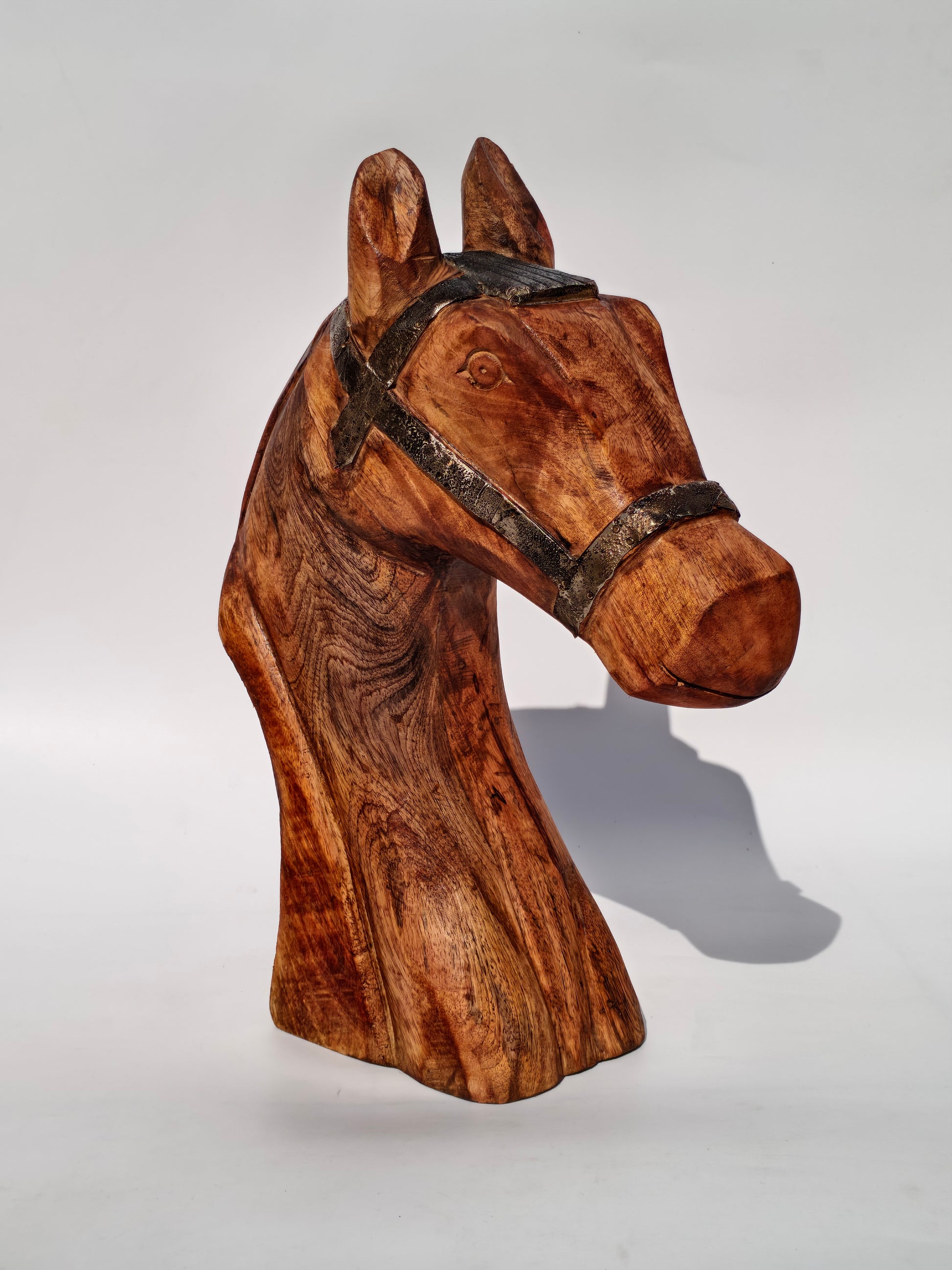 Handcrafted Solid Wood Horse Head Sculpture – Rustic Home Décor Accent