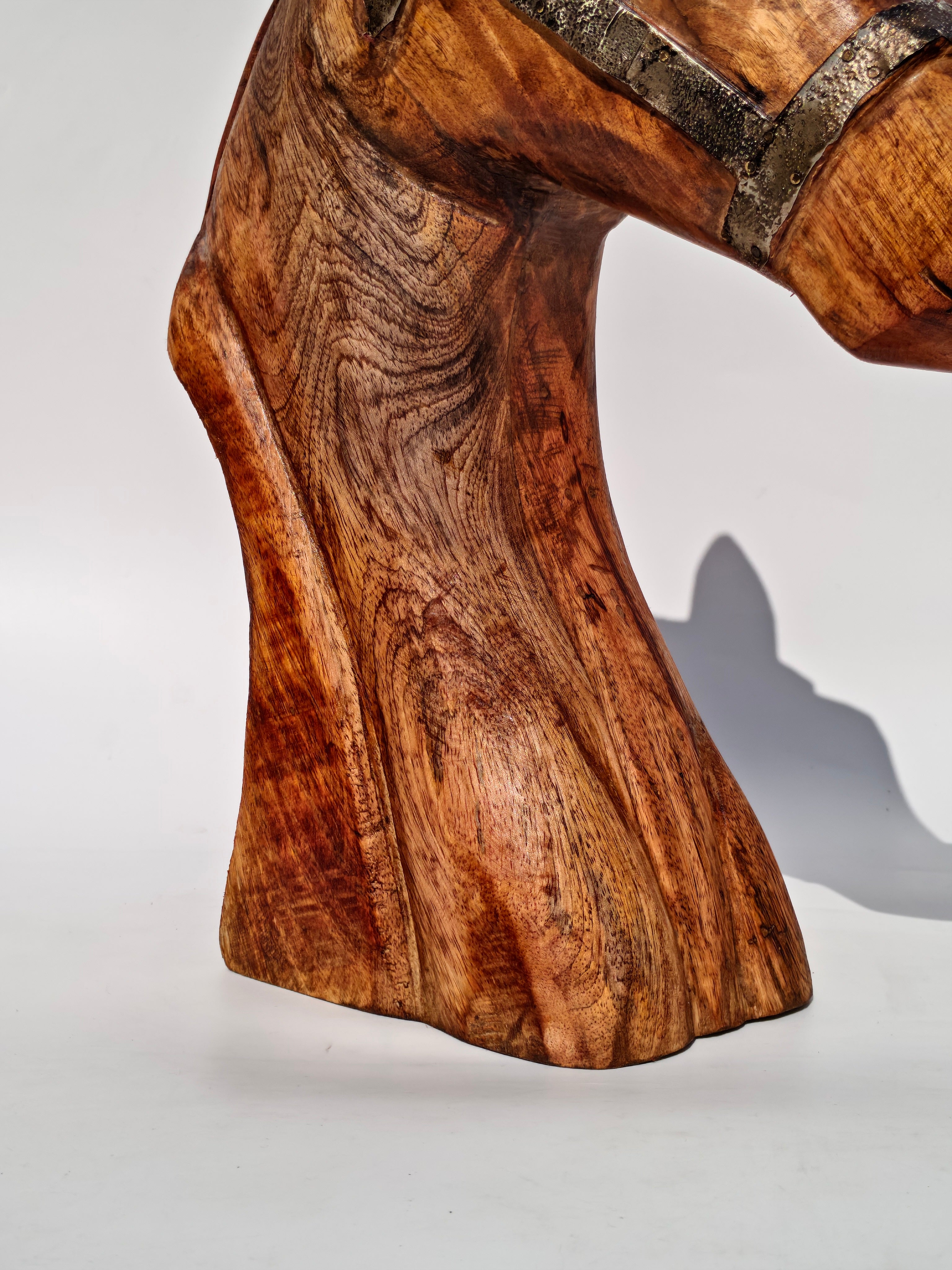 Handcrafted Solid Wood Horse Head Sculpture
