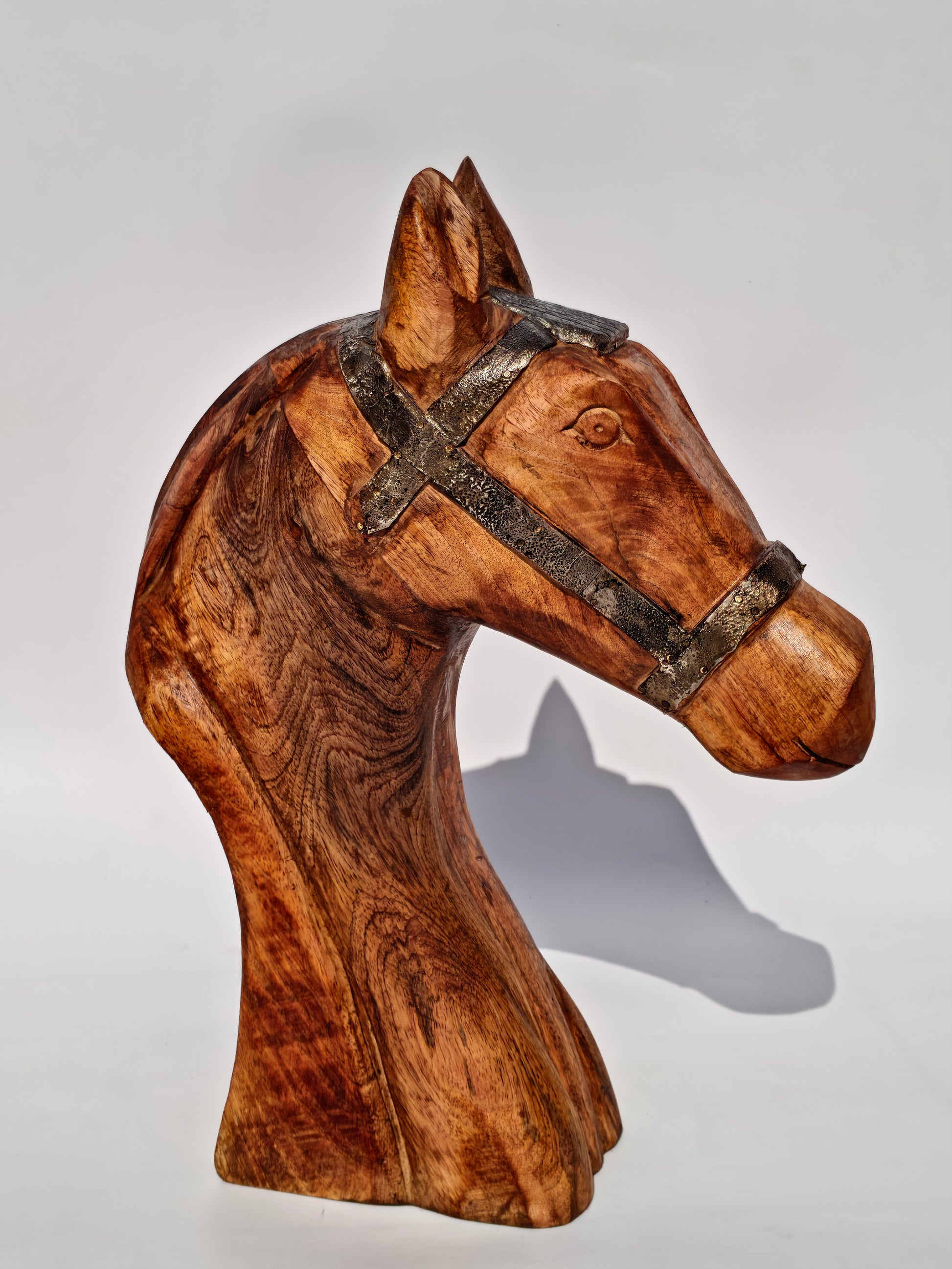 Handcrafted Solid Wood Horse Head Sculpture – Rustic Home Décor Accent