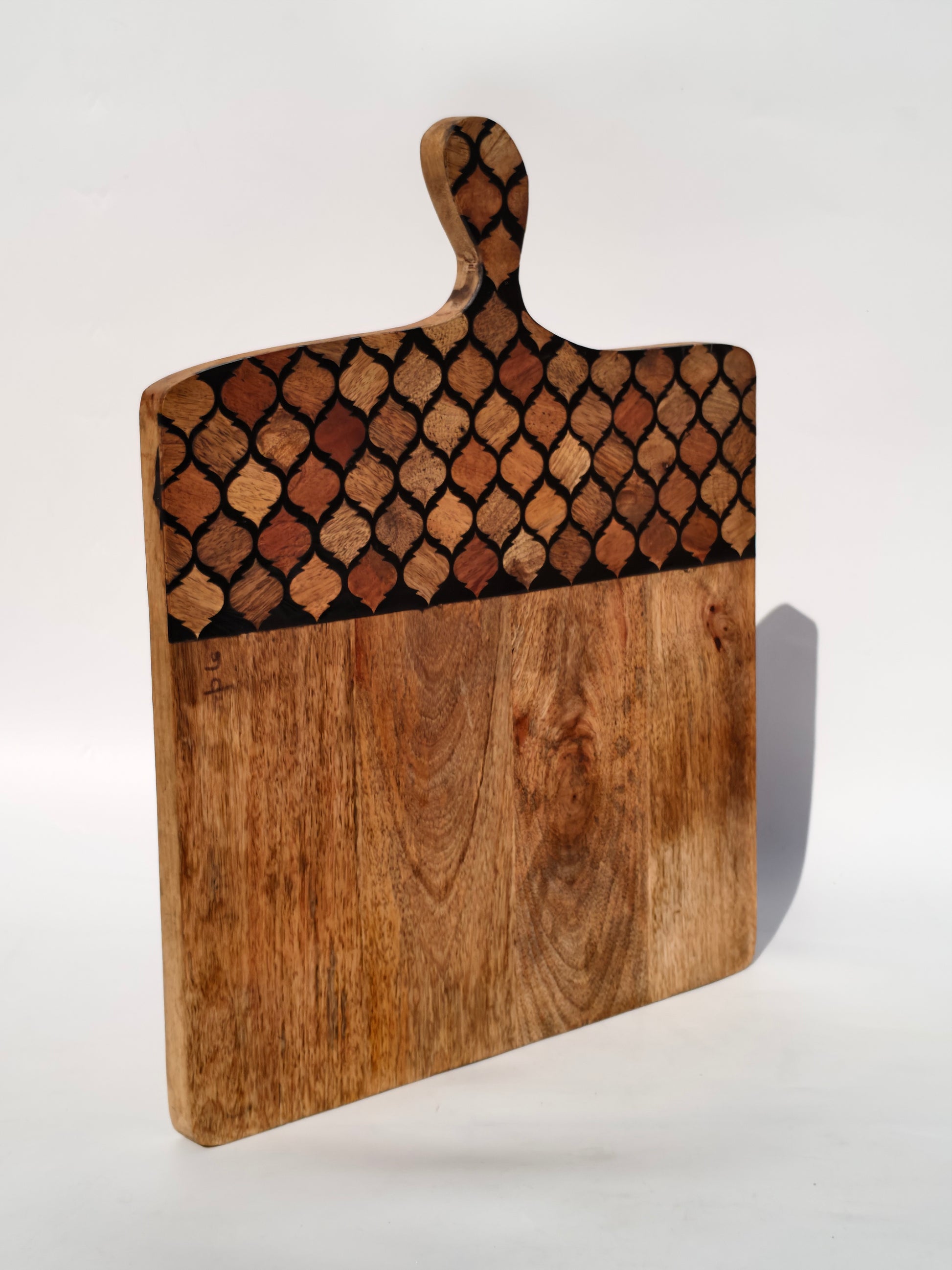Handcrafted Wooden Chopping & Serving Board with Mosaic Handle – Extra Large