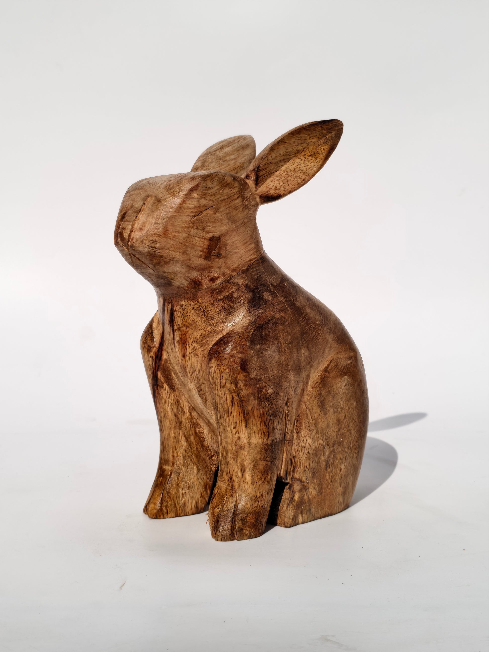 Handcrafted Wooden Sitting Bunny – Rustic Natural Finish