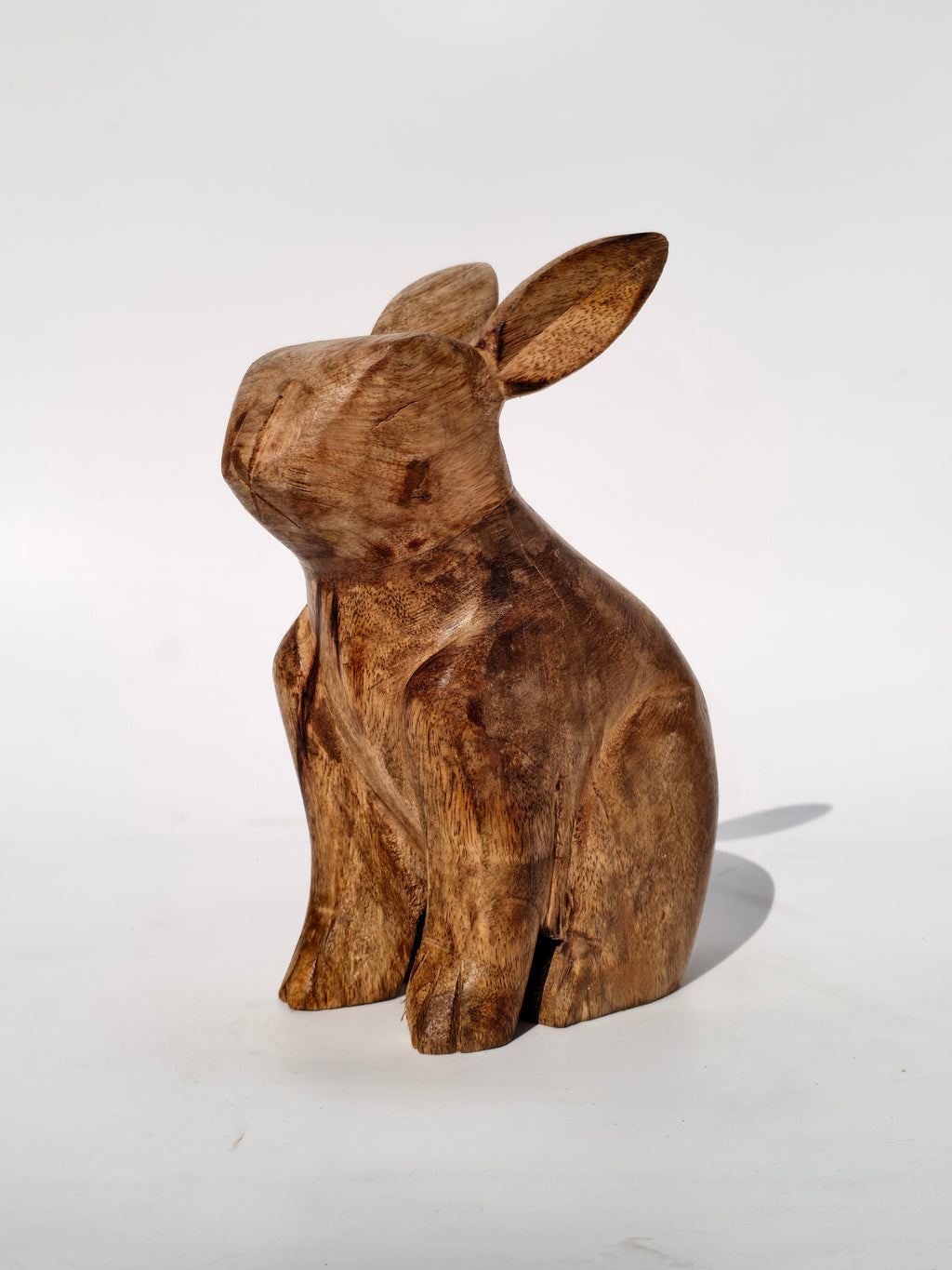 Handcrafted Wooden Sitting Bunny – Rustic Natural Finish