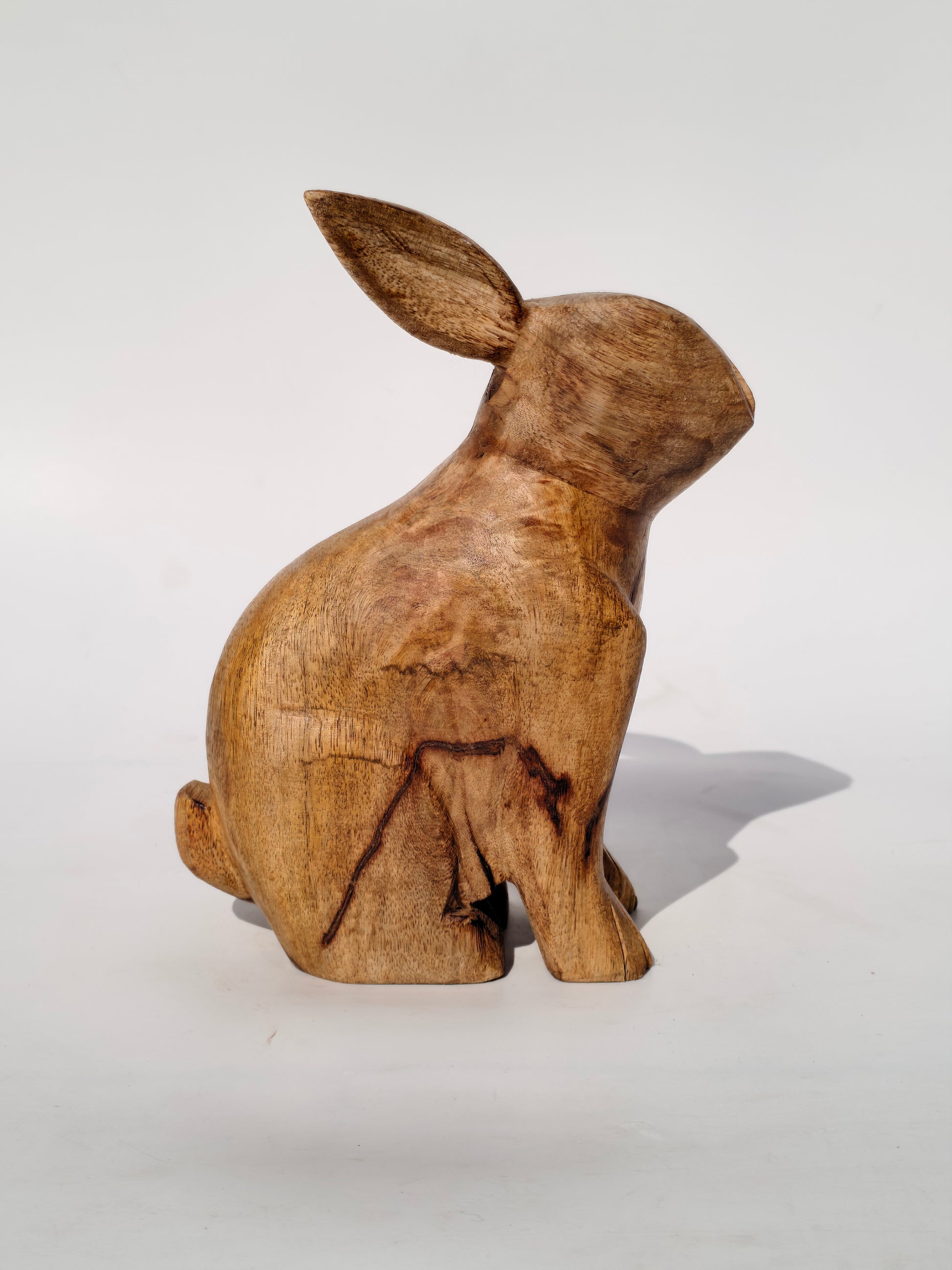 Handcrafted Wooden Sitting Bunny – Rustic Natural Finish