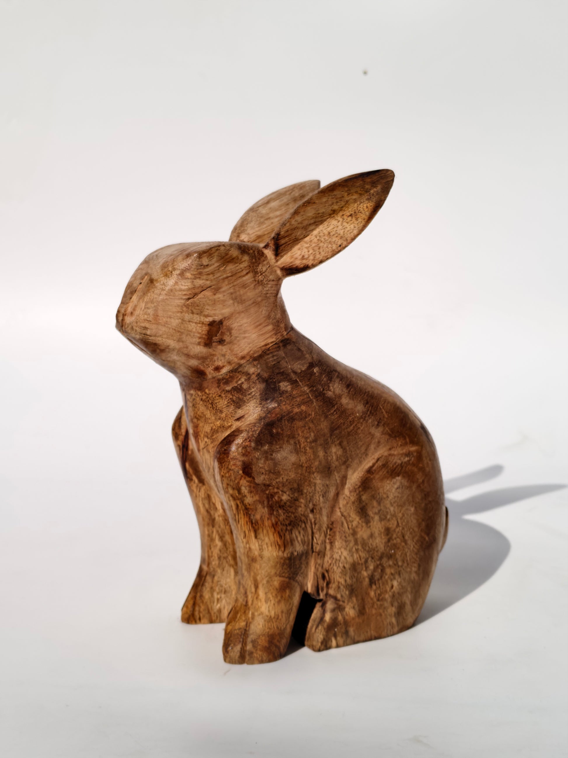 Handcrafted Wooden Sitting Bunny – Rustic Natural Finish