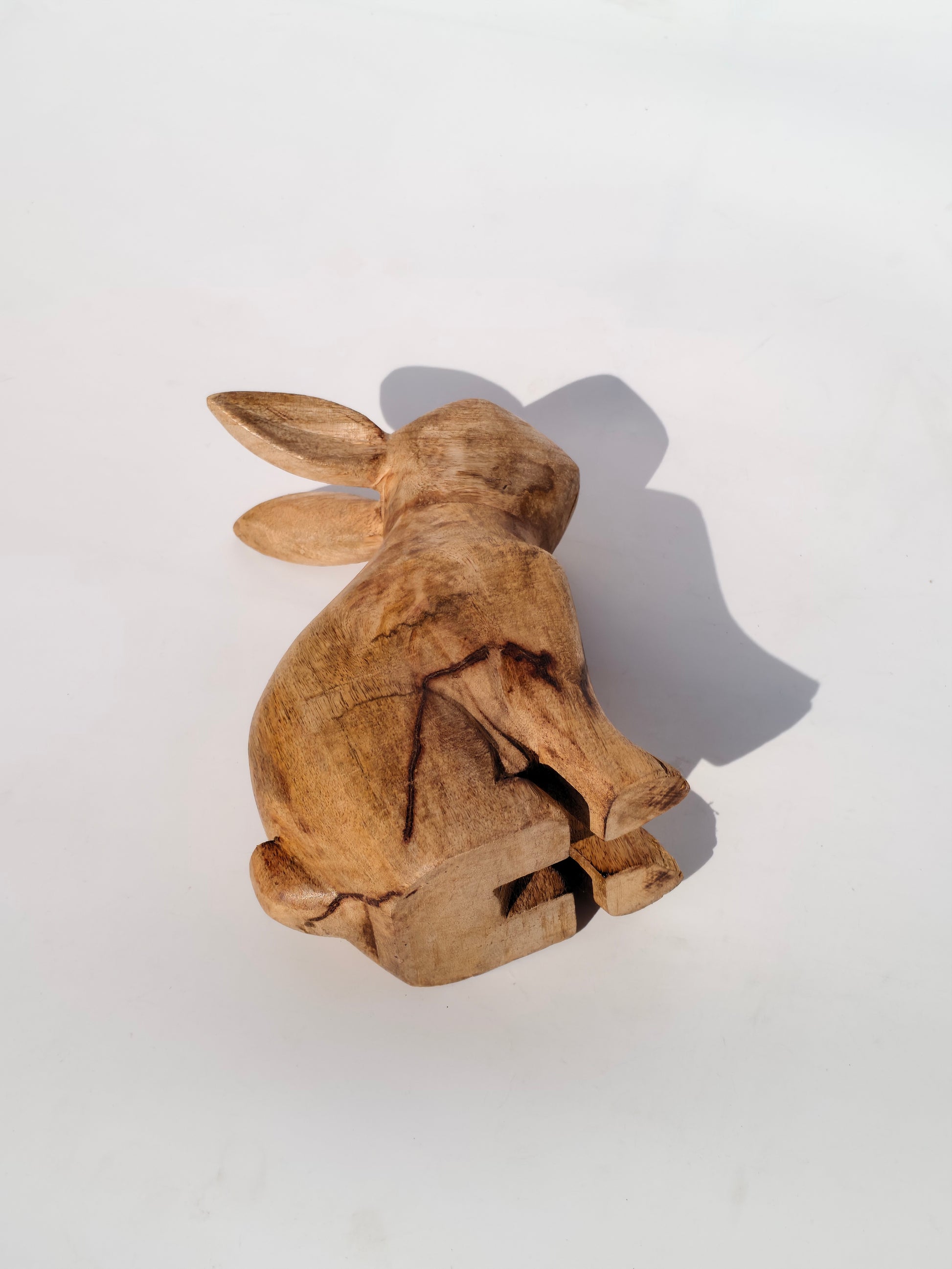 Handcrafted Wooden Sitting Bunny – Rustic Natural Finish