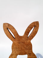 Wooden Bunny with Green Floral Accent