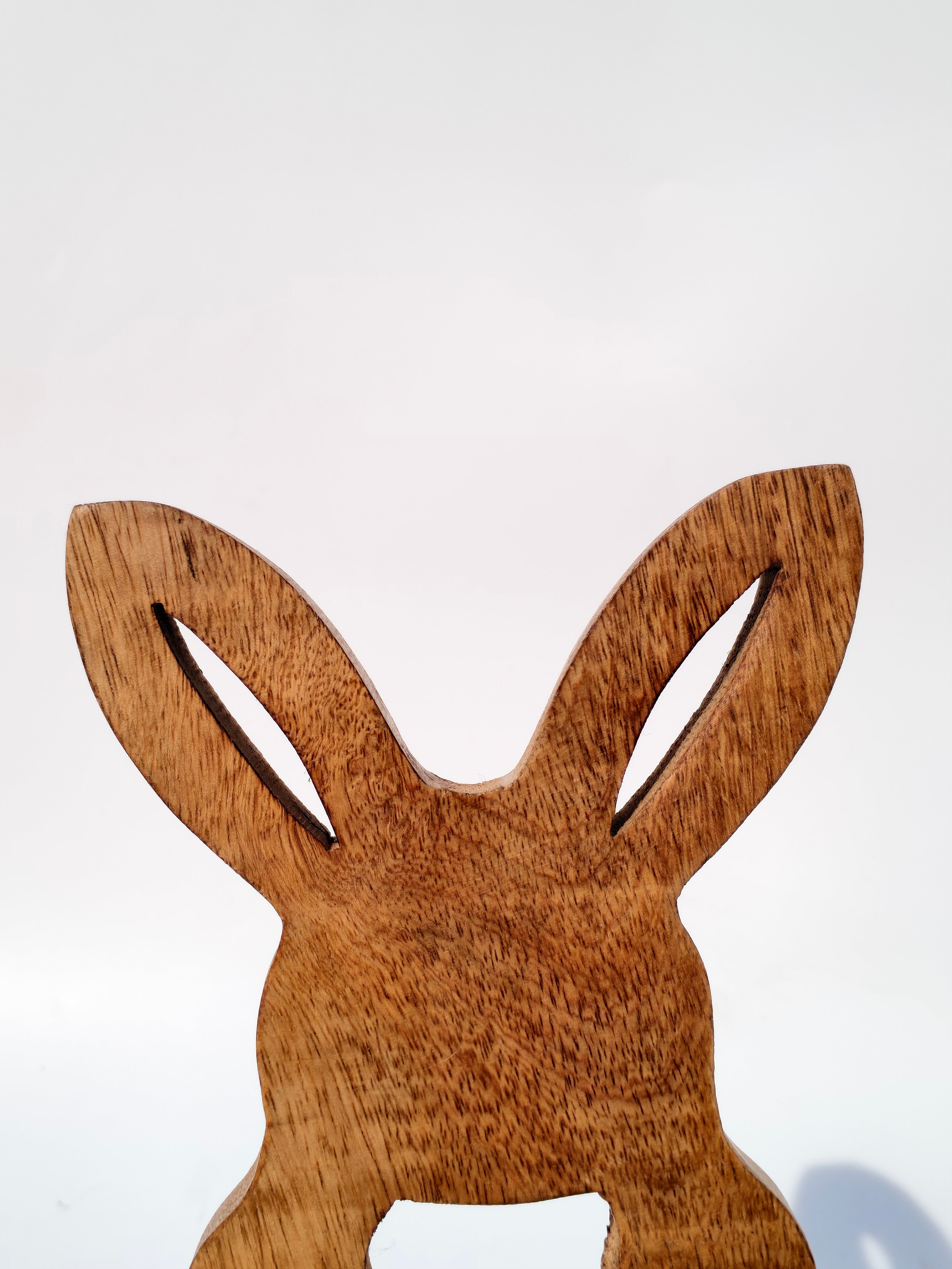 Wooden Bunny with Green Floral Accent